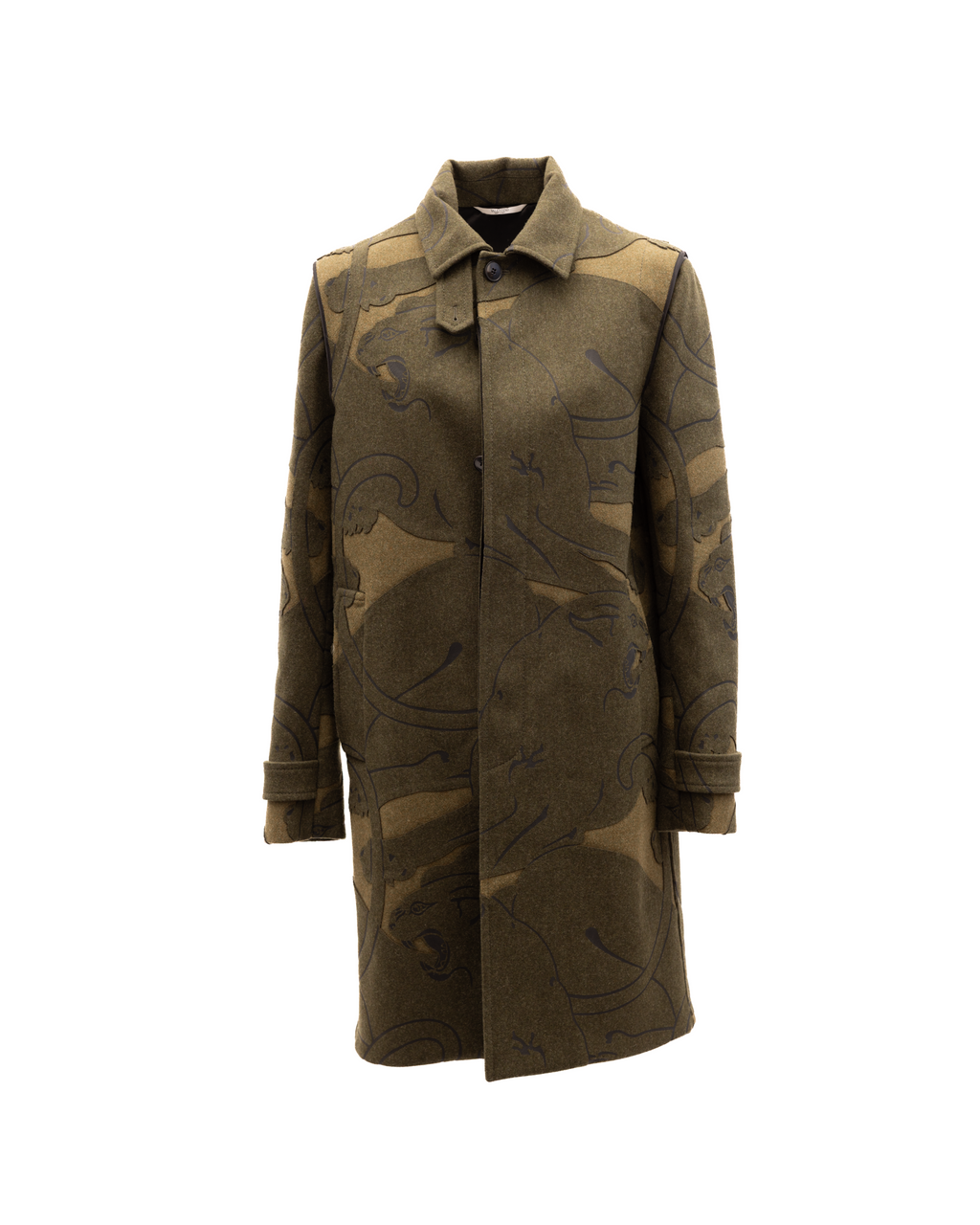 Valentino Garavani Green With Dark Patterns Women Wool Coat