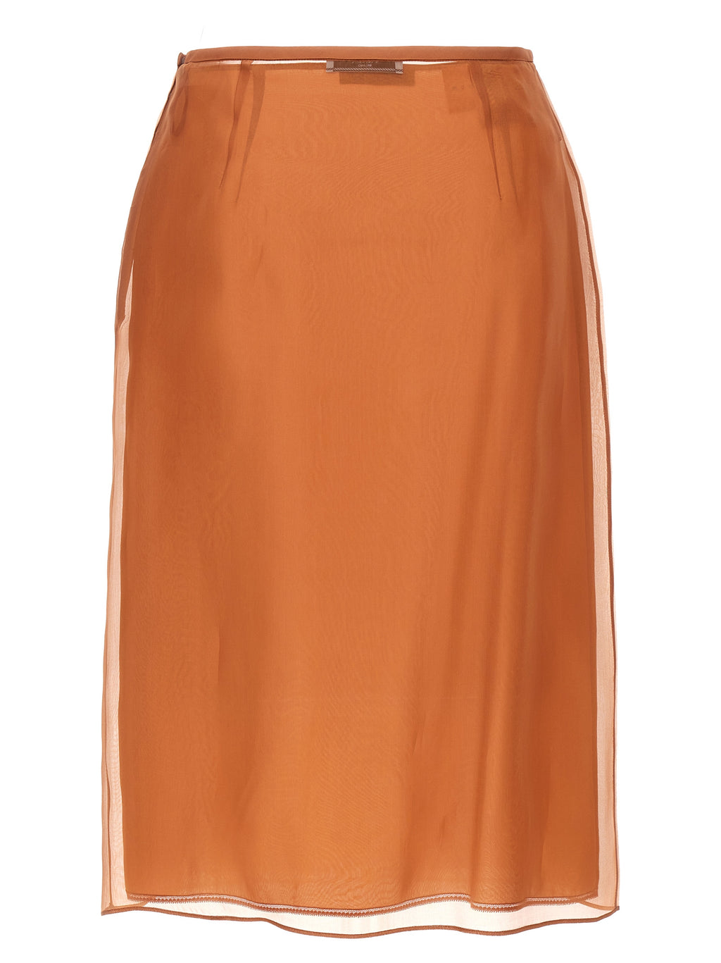 Prada Brown Silk Midi Skirt