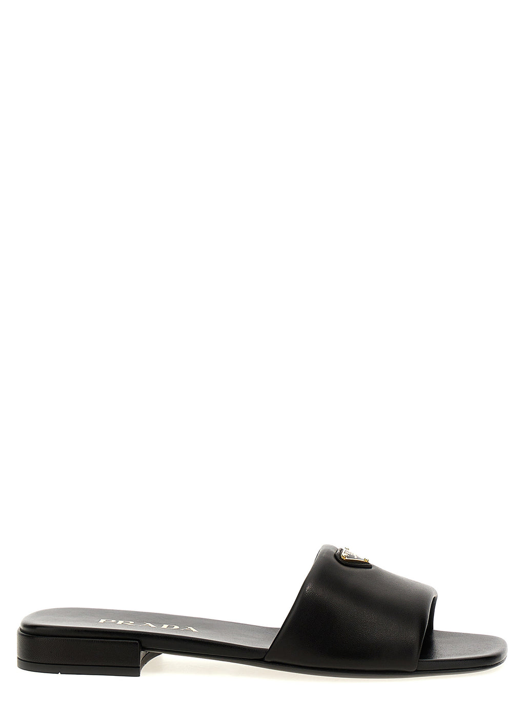 Prada Black Lamb Leather Slides