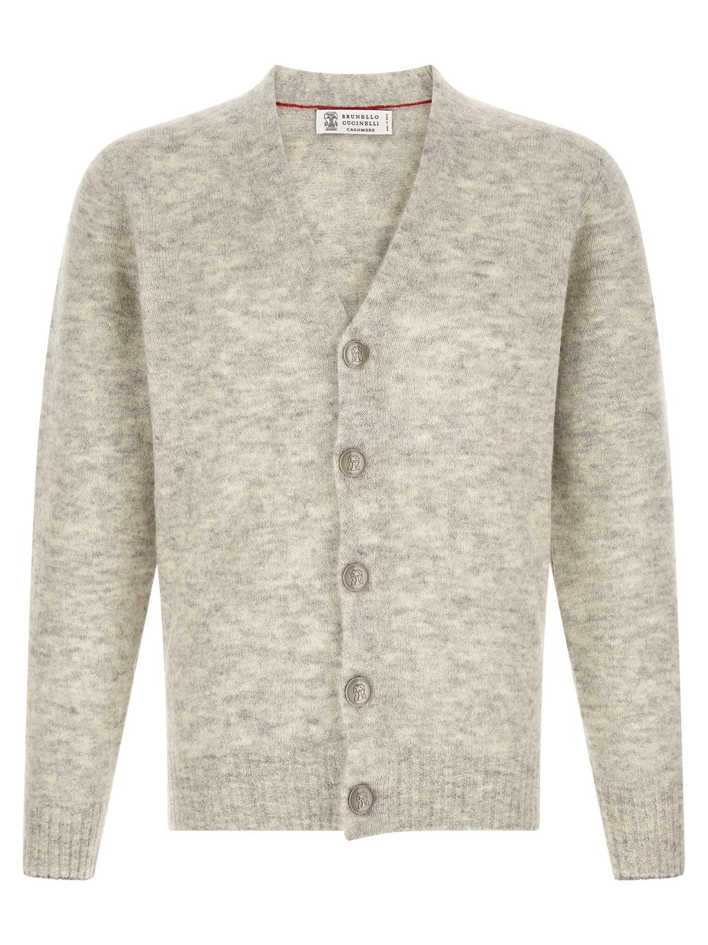 Brunello Cucinelli Gray Alpaca Leather Cardigan