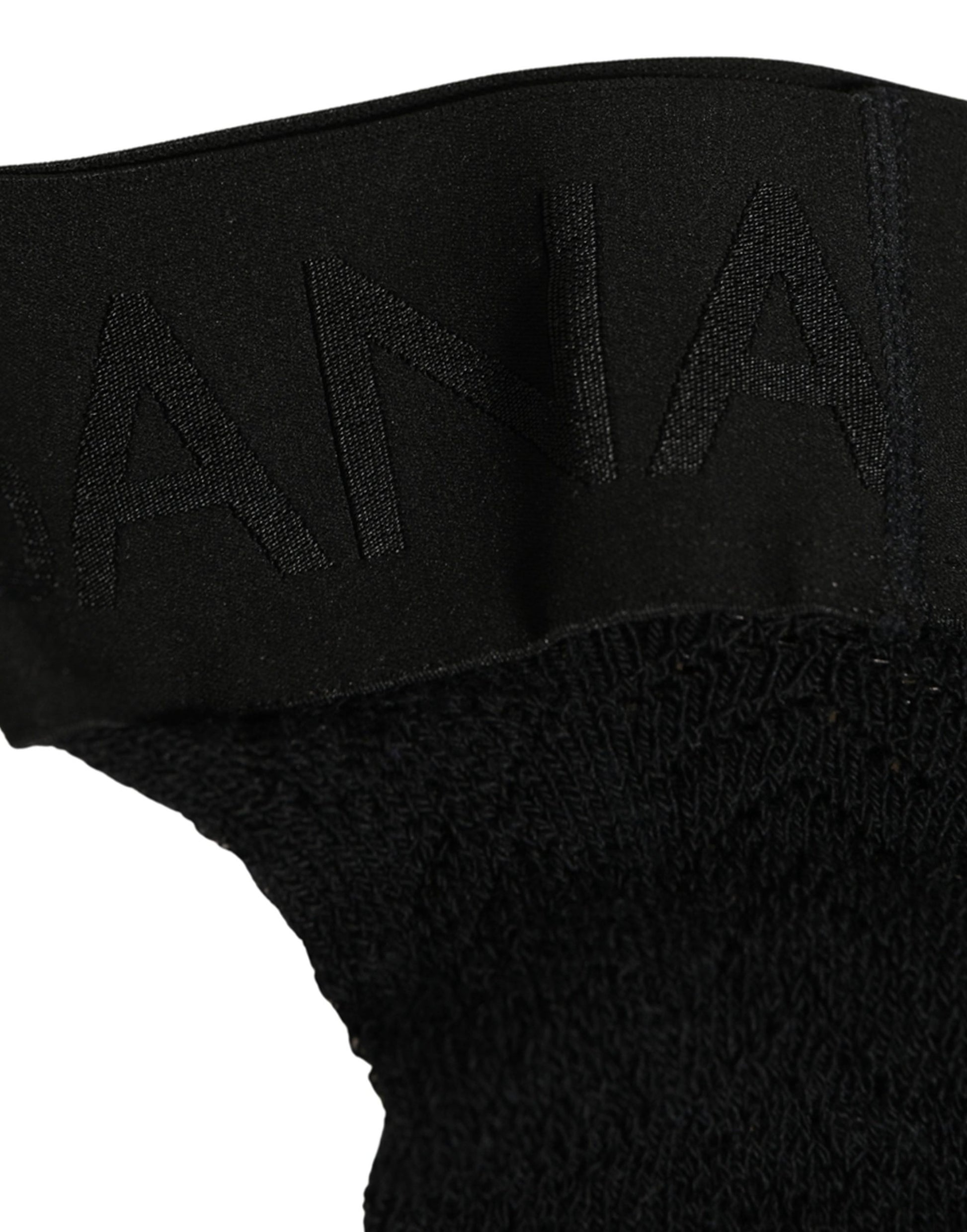 Dolce & Gabbana Black Wool Logo Calf Long Women Accessory Socks