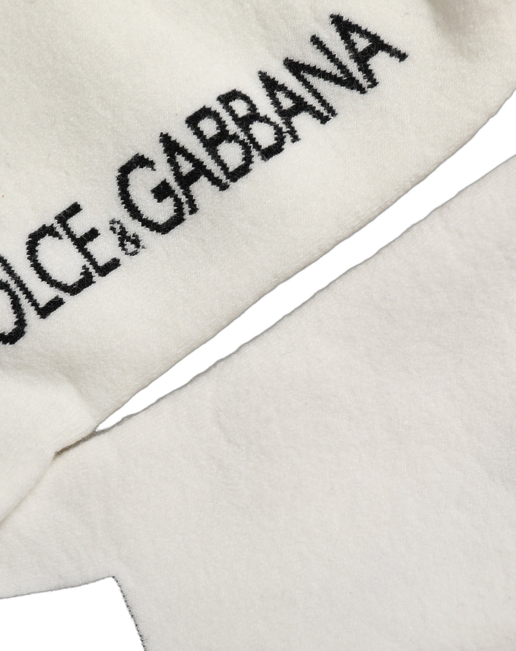 Dolce & Gabbana White Black Cotton Stretch Knee High Socks