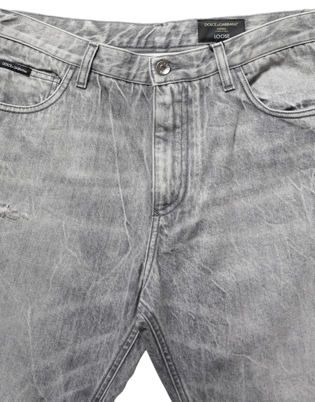 Dolce & Gabbana Grey Distressed Straight Leg Men Denim Jeans
