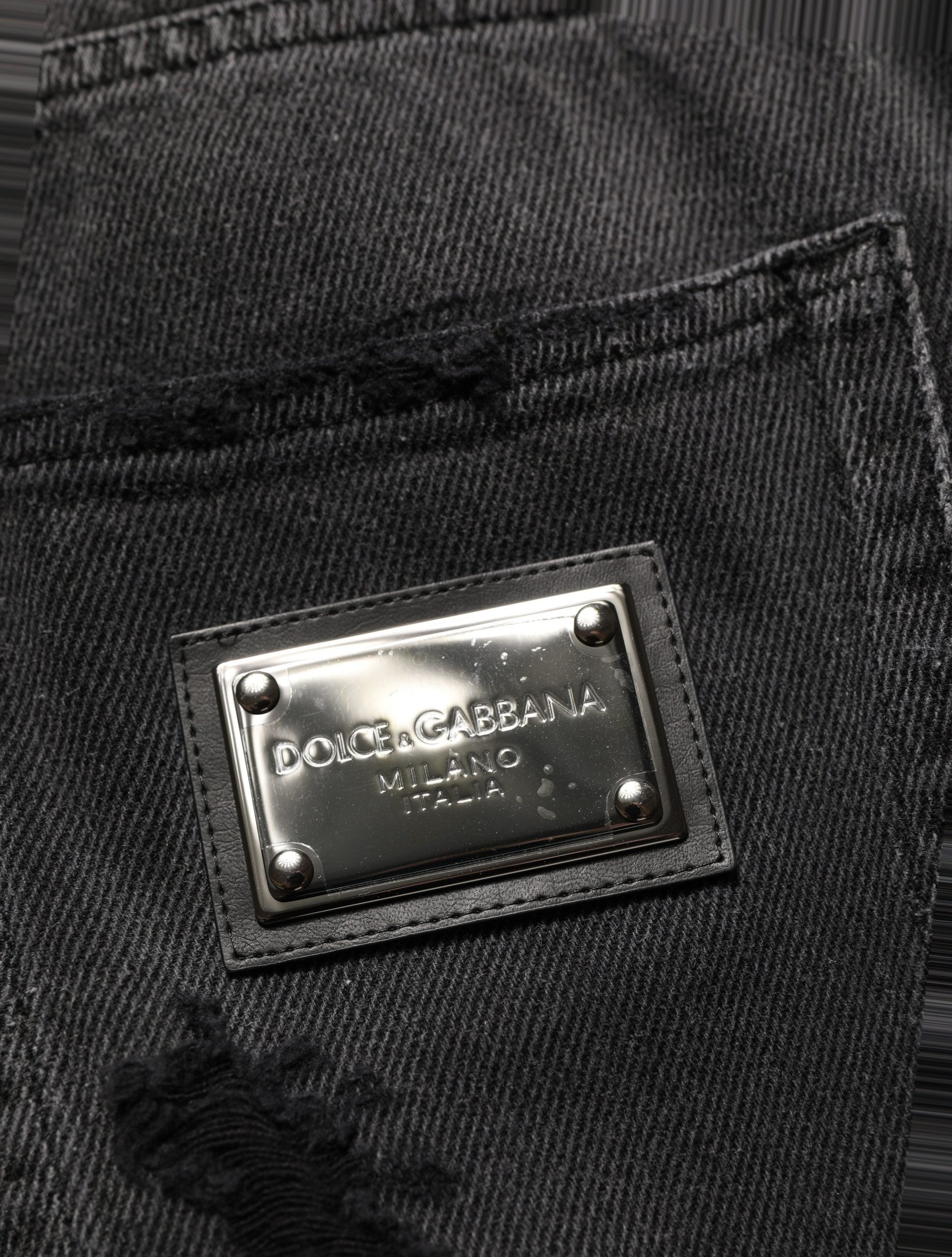 Dolce & Gabbana Dark Gray Distressed Oversize Men Denim Jeans