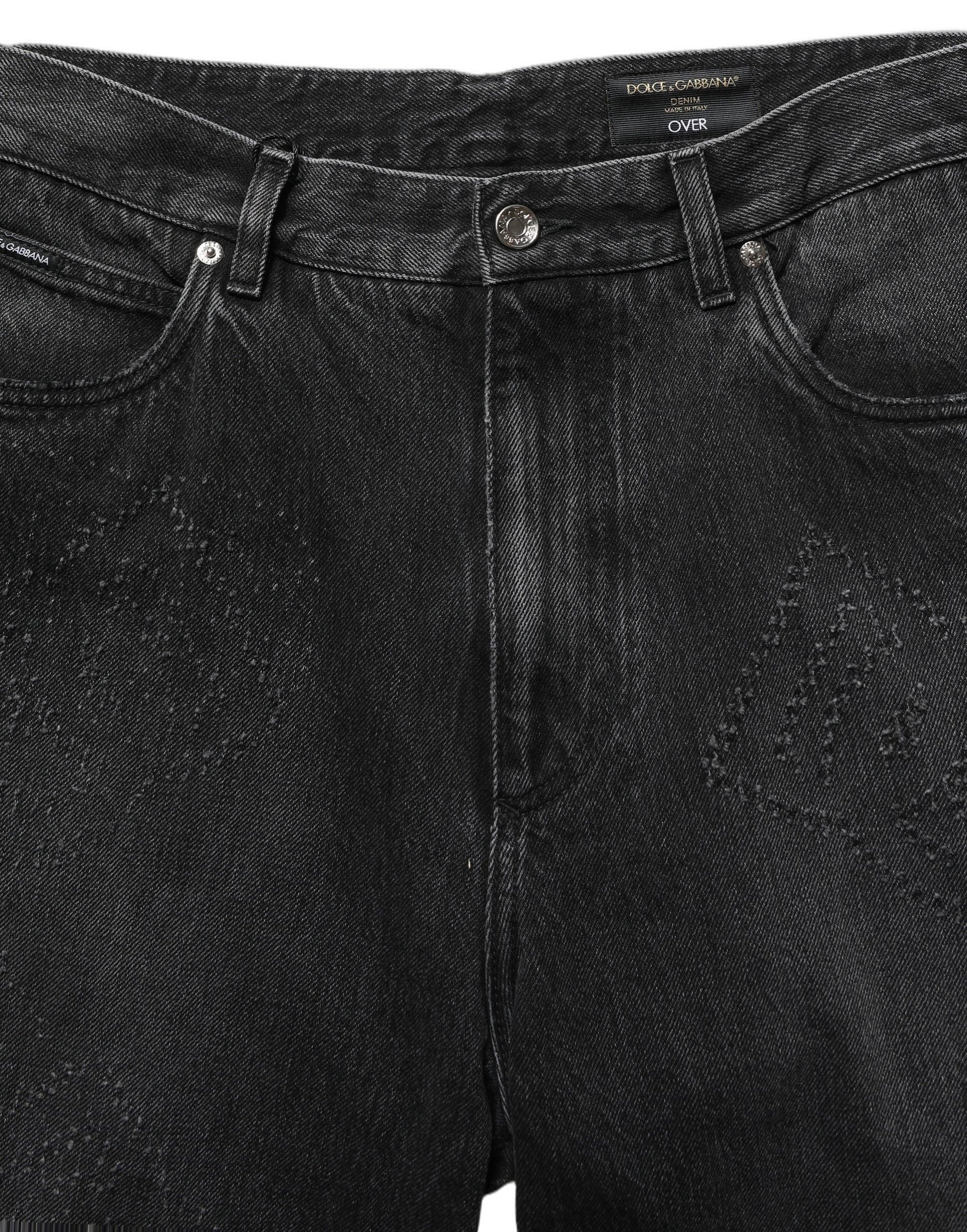 Dolce & Gabbana Dark Gray Cotton WideLeg Oversize Denim Jeans