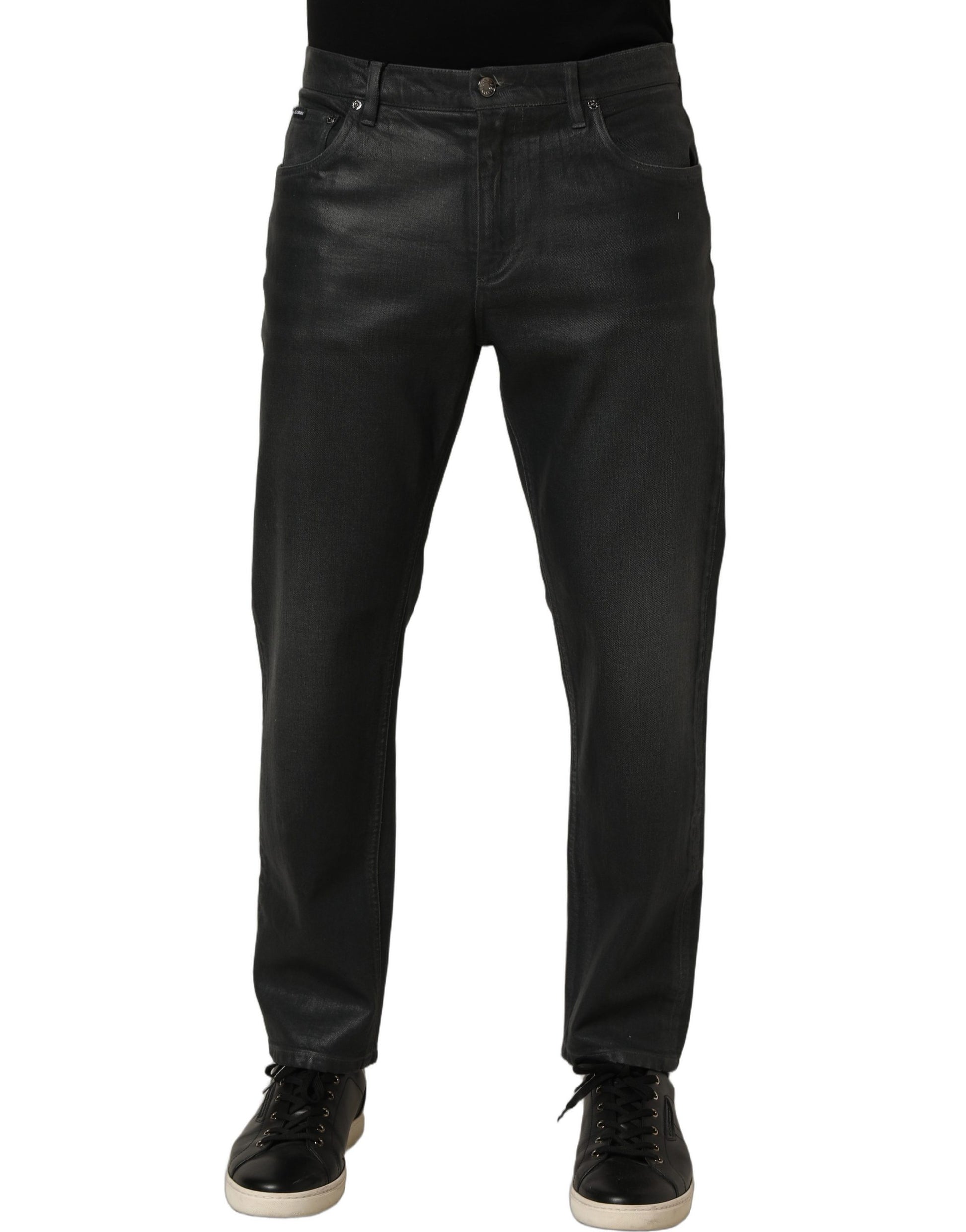 Dolce & Gabbana Dark Gray Cotton Loose Fit Men Denim Jeans