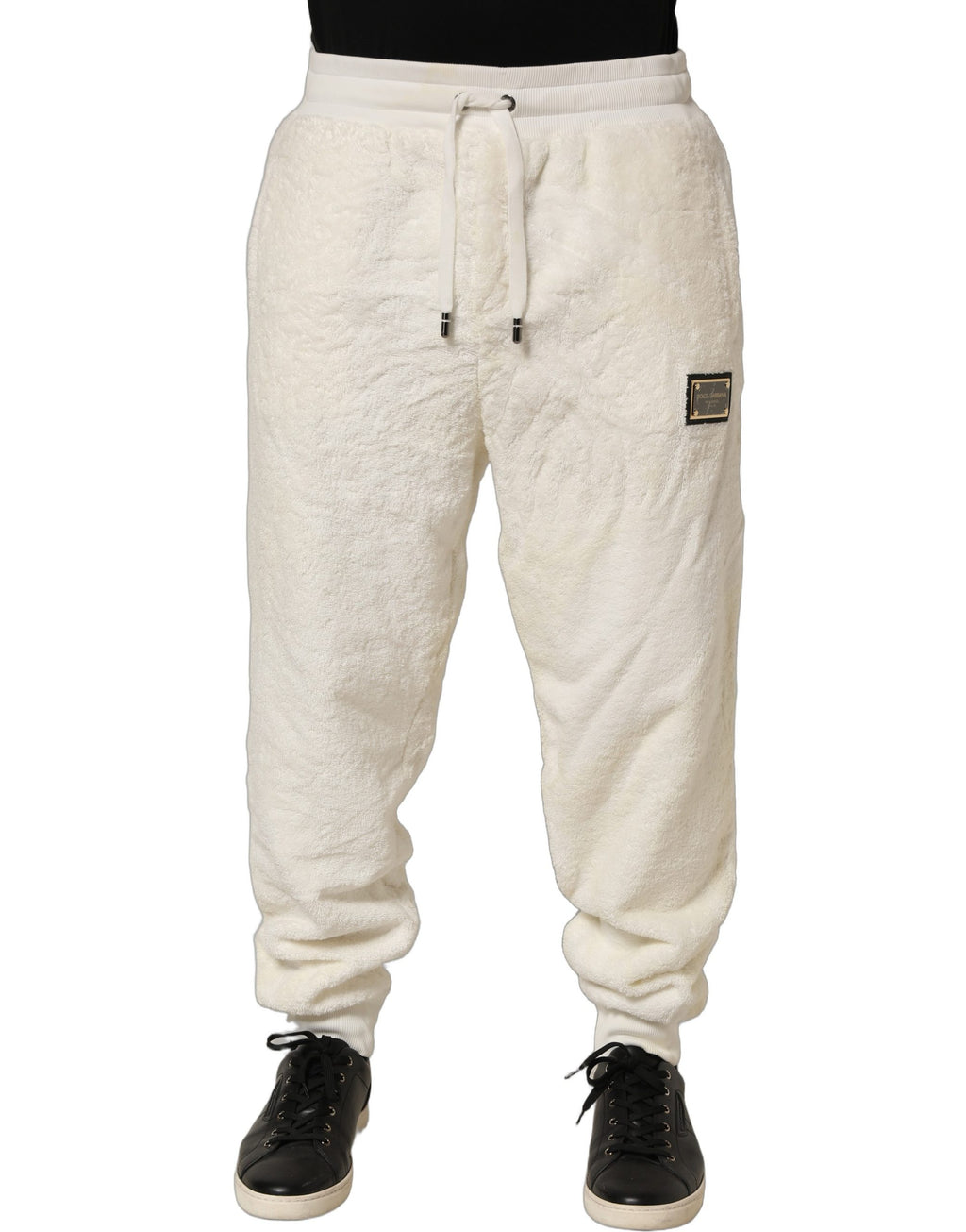 Dolce & Gabbana Off White Terry Cotton Plush Men Jogger Pants