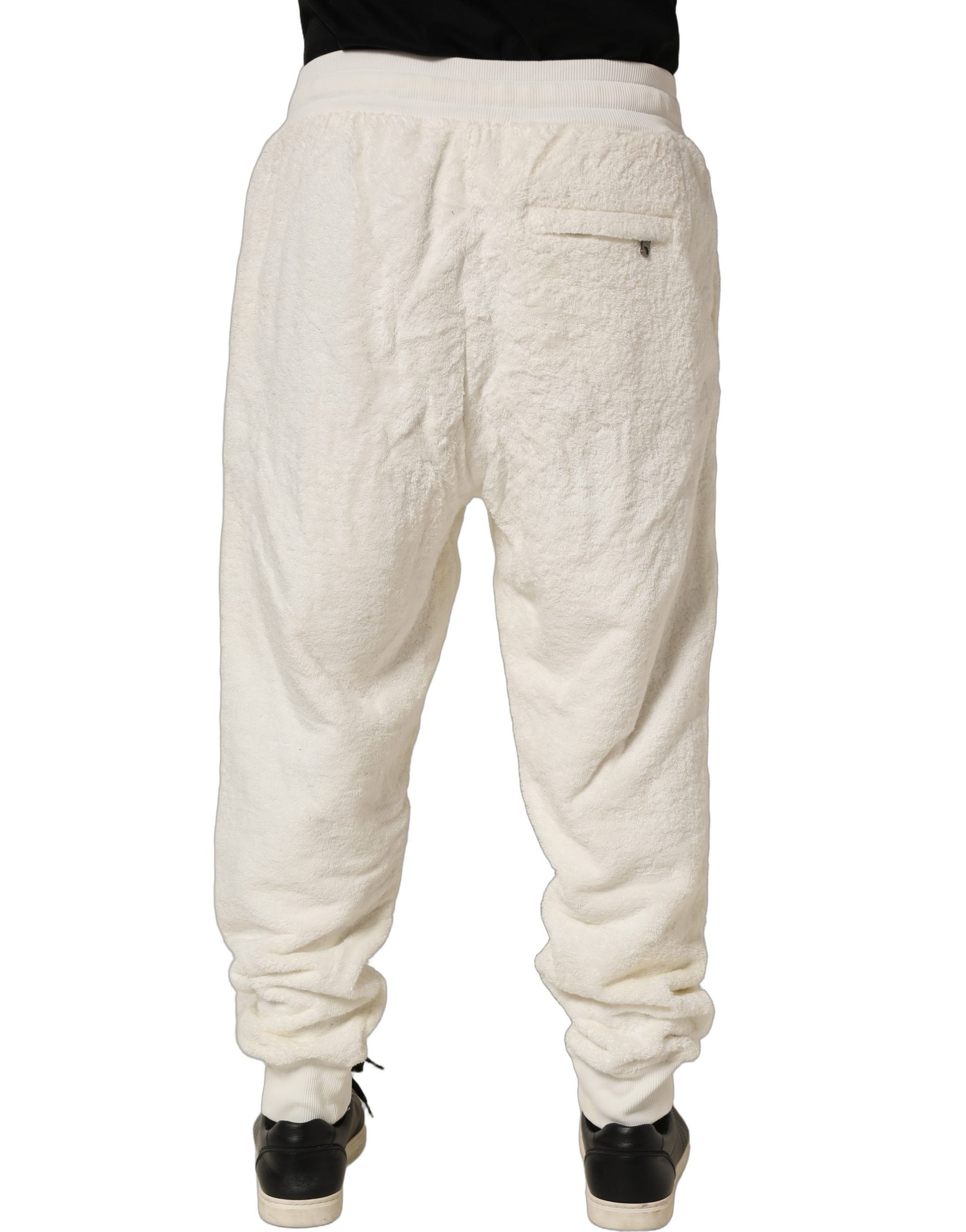 Dolce & Gabbana Off White Terry Cotton Plush Men Jogger Pants