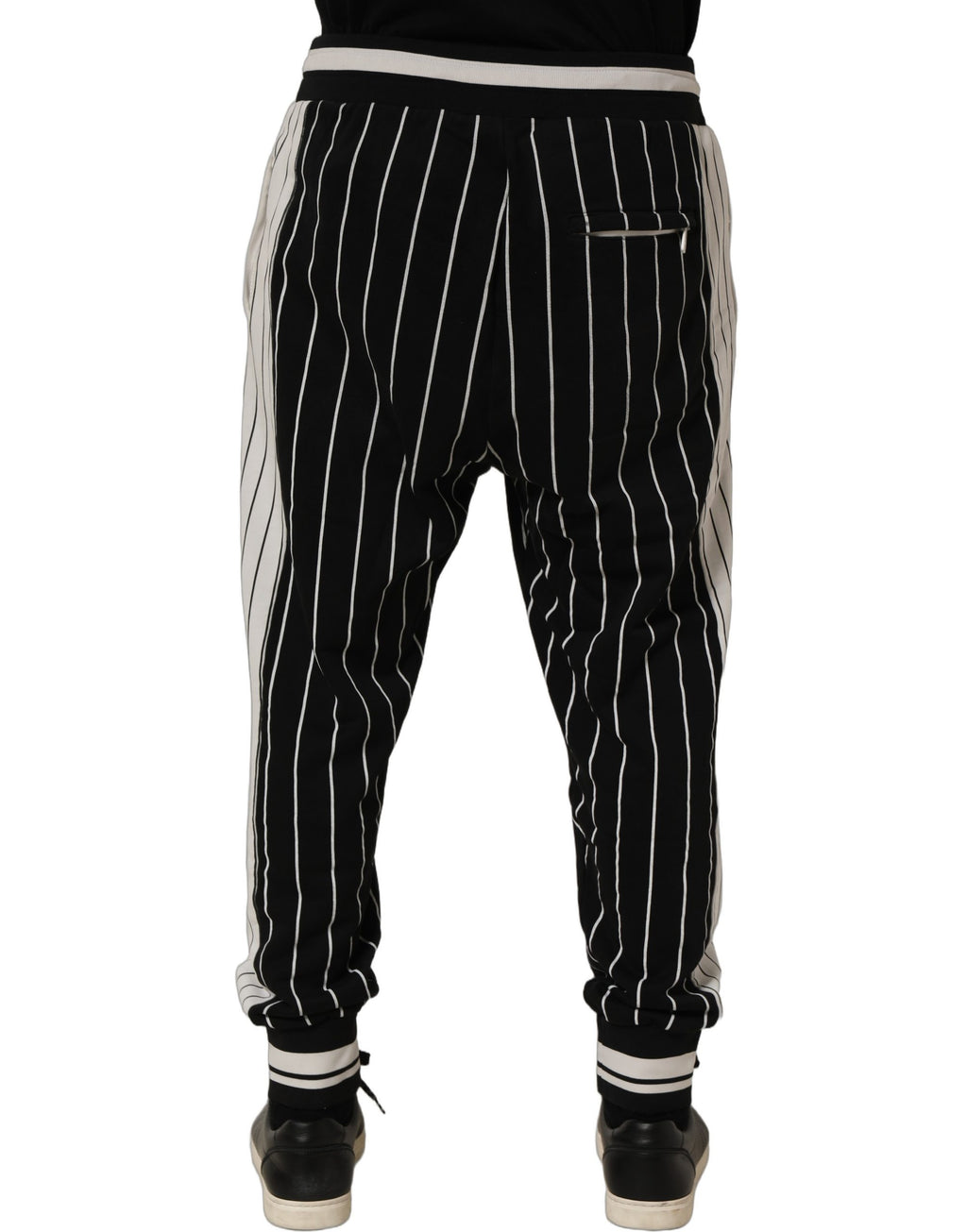 Dolce & Gabbana Black Striped DG Patch Men Sweatpants Pants