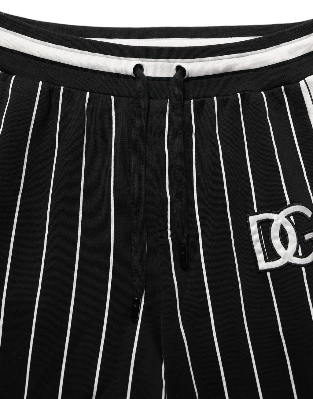 Dolce & Gabbana Black Striped DG Patch Men Sweatpants Pants