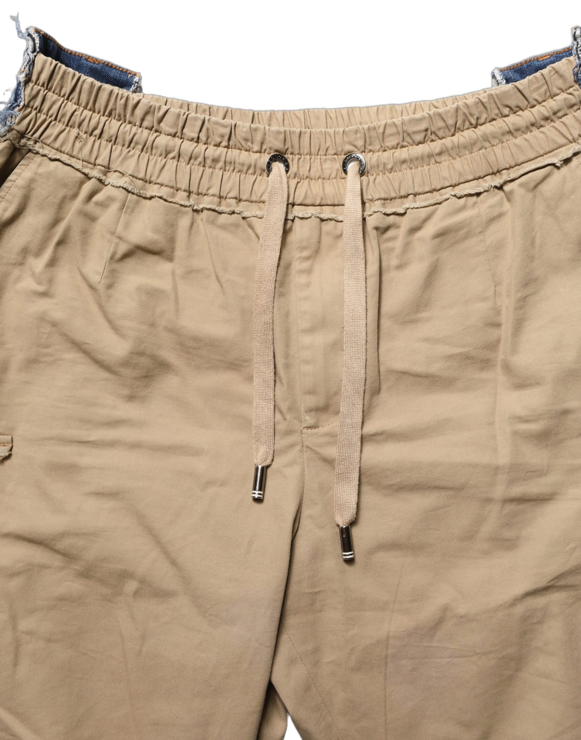 Dolce & Gabbana Beige Cotton Cargo Drawstring Trouser Pants