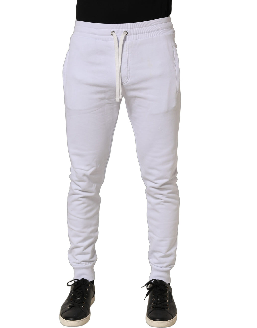 Dolce & Gabbana White Cotton Drawstring Jogger Trouser Pants