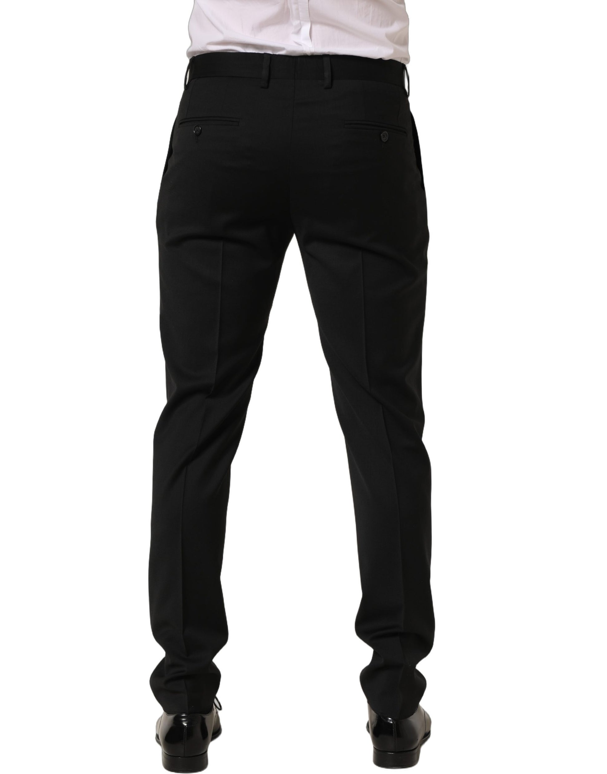 Dolce & Gabbana Black Wool Stretch Formal Dress Trouser