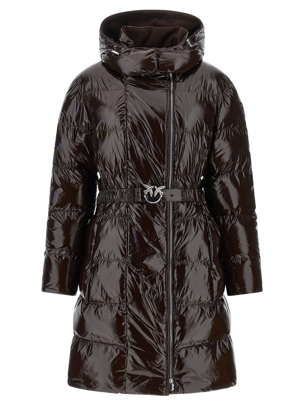 PINKO Braune Polyamid-Jacke in voller Länge