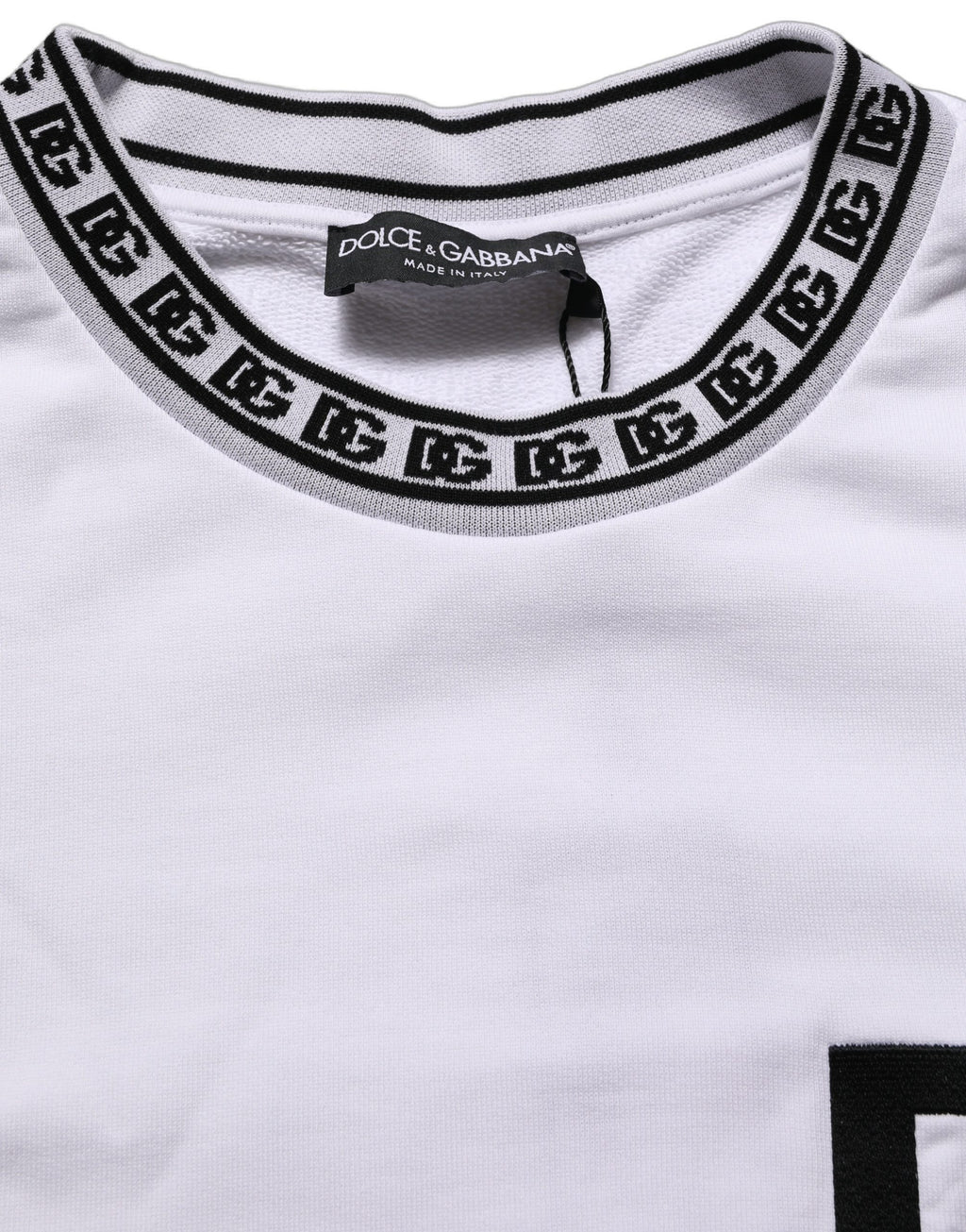 Dolce & Gabbana White Cotton Crew Neck Sweatshirt Sweater