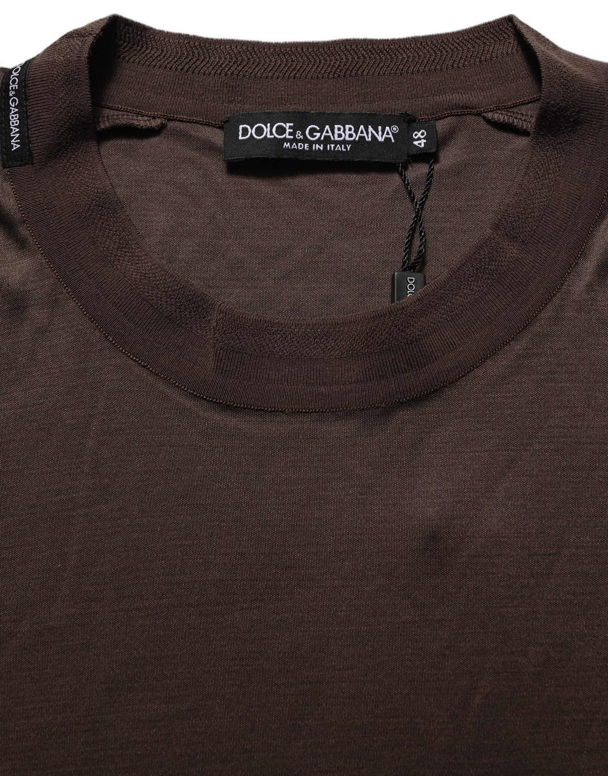 Dolce & Gabbana Brown Silk Crew Neck Short Sleeves T-shirt