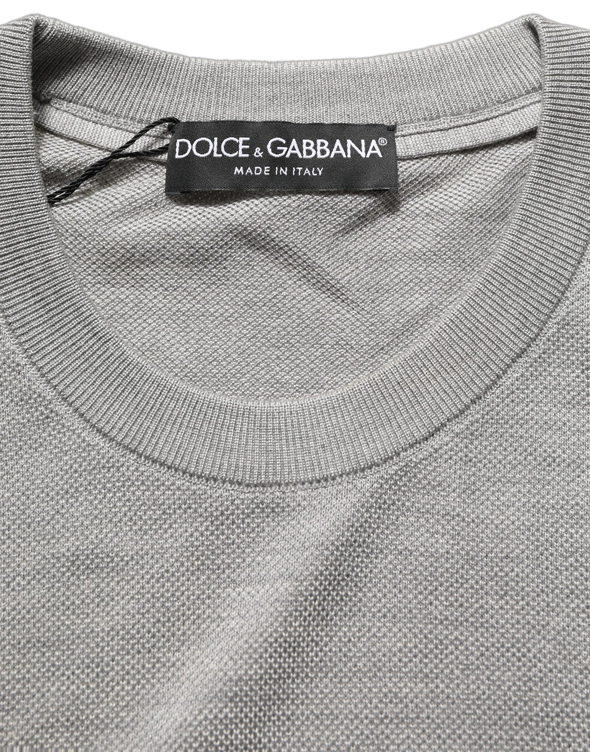 Dolce & Gabbana Gray Silk Crew Neck Short Sleeves T-shirt