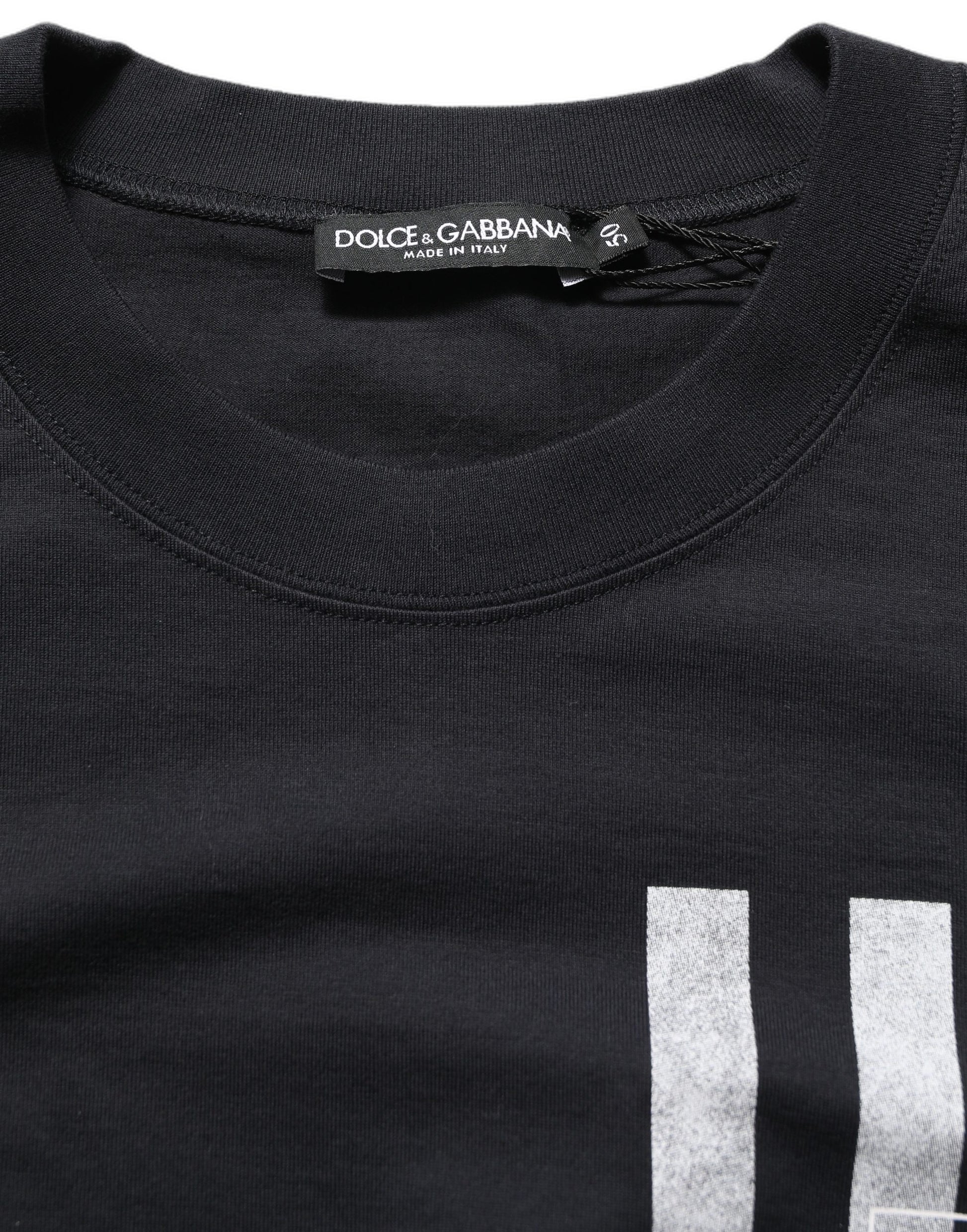 Dolce & Gabbana Blue Striped Print Cotton Crew Neck T-shirt