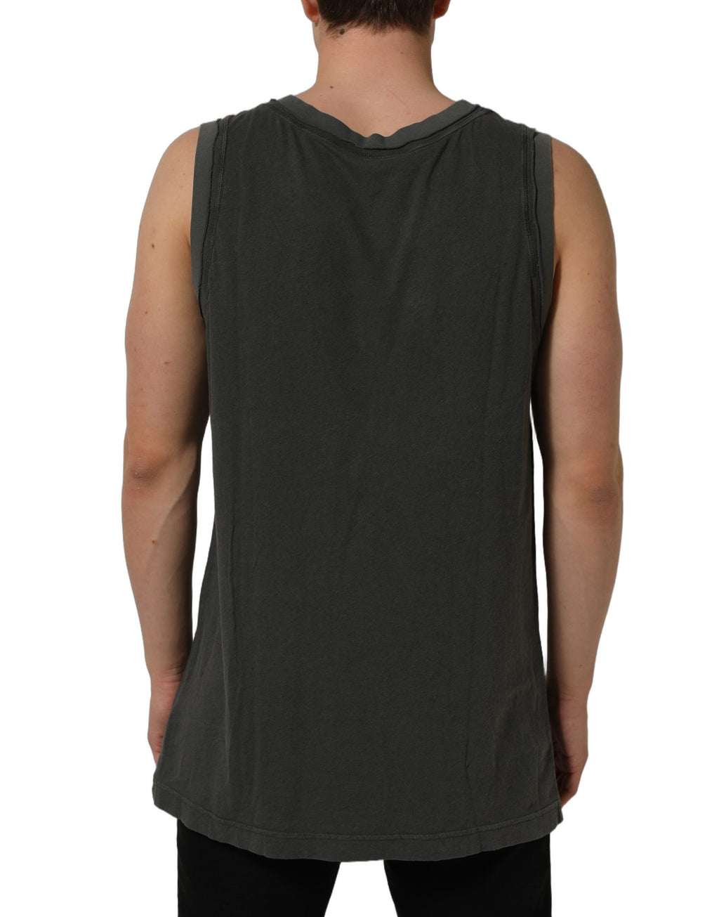 Dolce & Gabbana Dark Gray Graphic Print Tank Men Top T-shirt