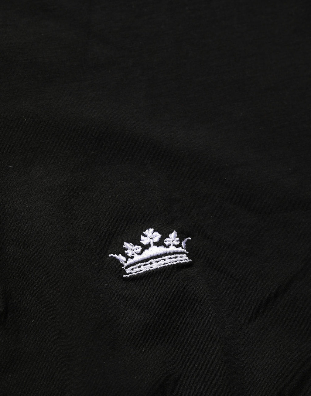 Dolce & Gabbana Black Crown Short Sleeved Henley Men T-shirt