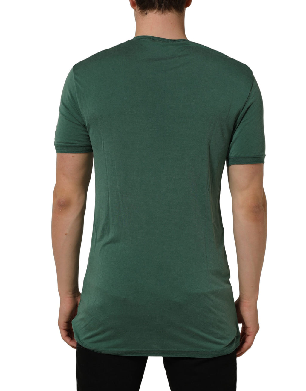 Dolce & Gabbana Green Silk Crew Neck Short Sleeves T-shirt