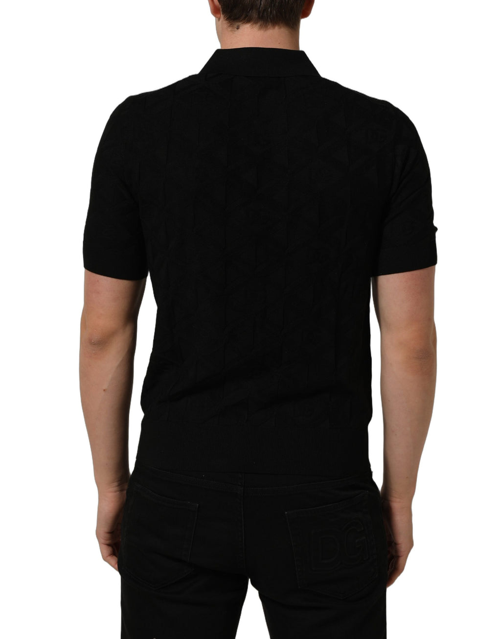 Dolce & Gabbana Black Silk Short Sleeve Knit Polo T-shirt