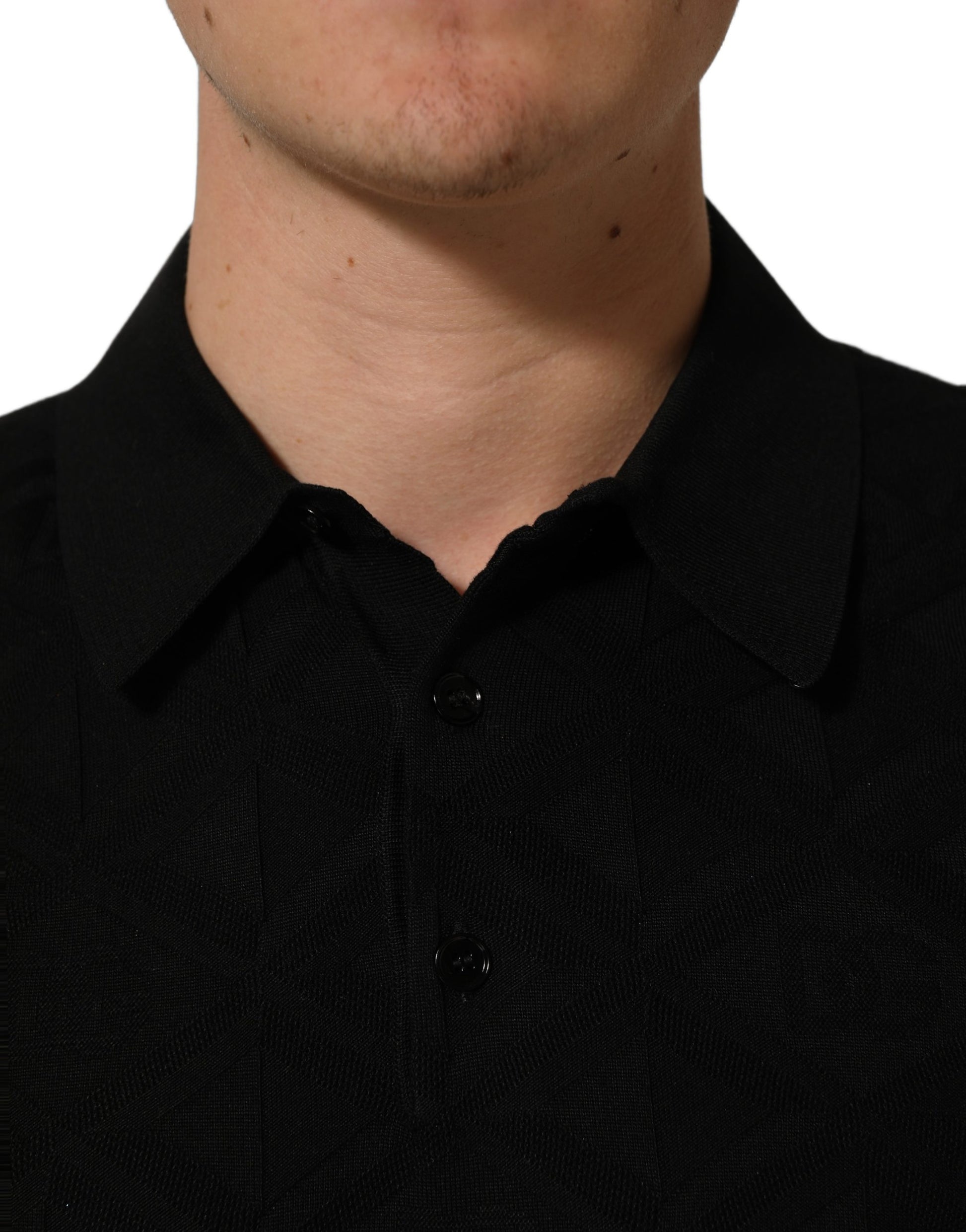 Dolce & Gabbana Black Silk Short Sleeve Knit Polo T-shirt