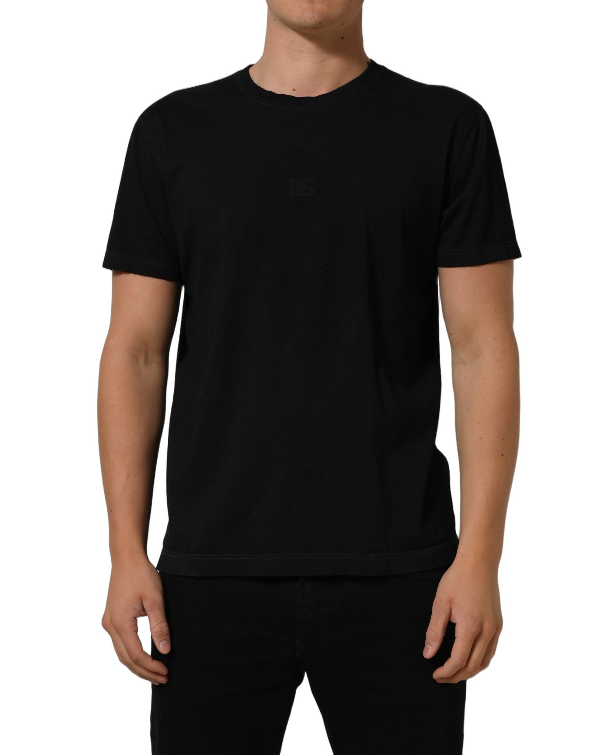 Dolce & Gabbana Black Cotton Short Sleeve Crew Neck T-shirt
