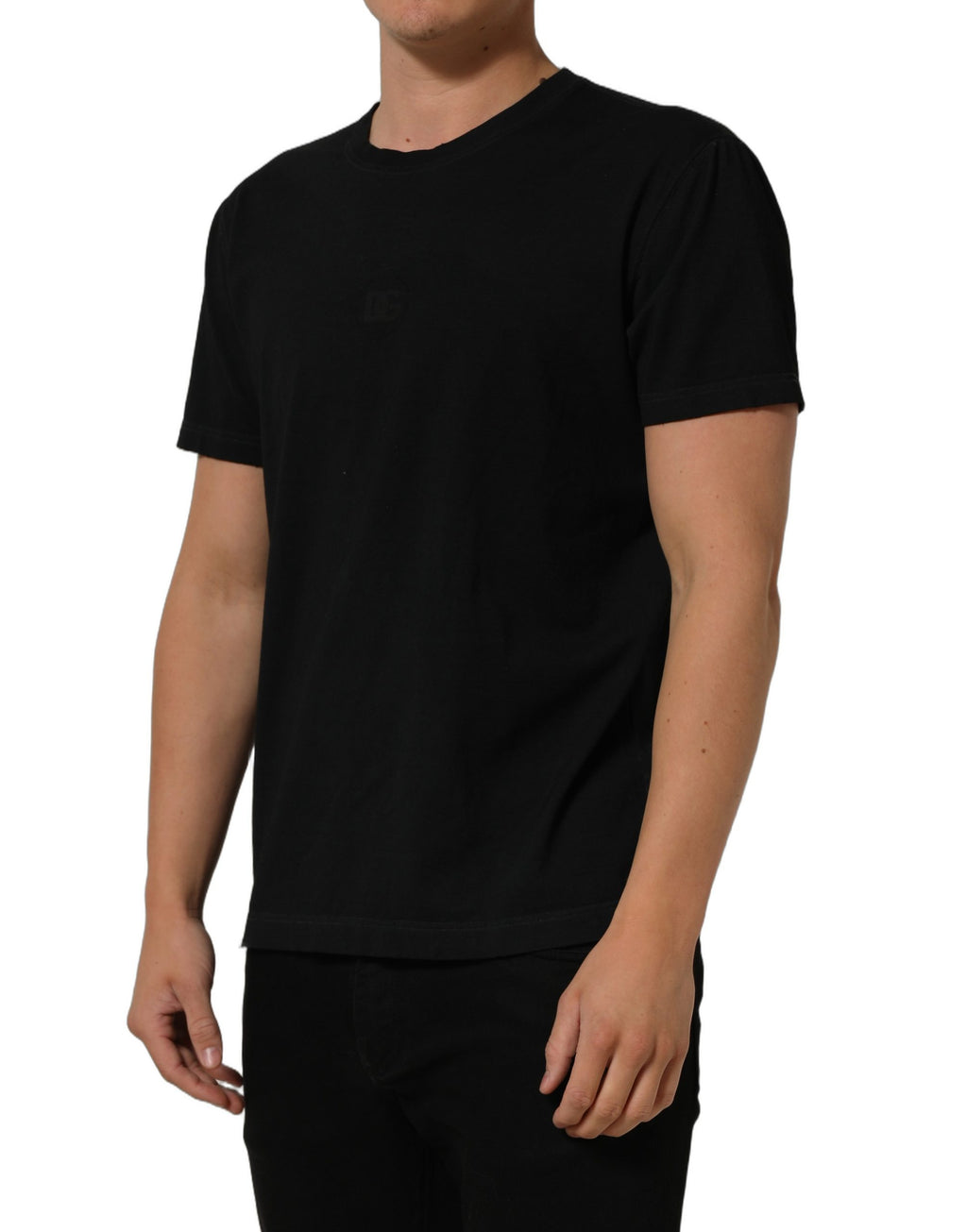 Dolce & Gabbana Black Cotton Short Sleeve Crew Neck T-shirt
