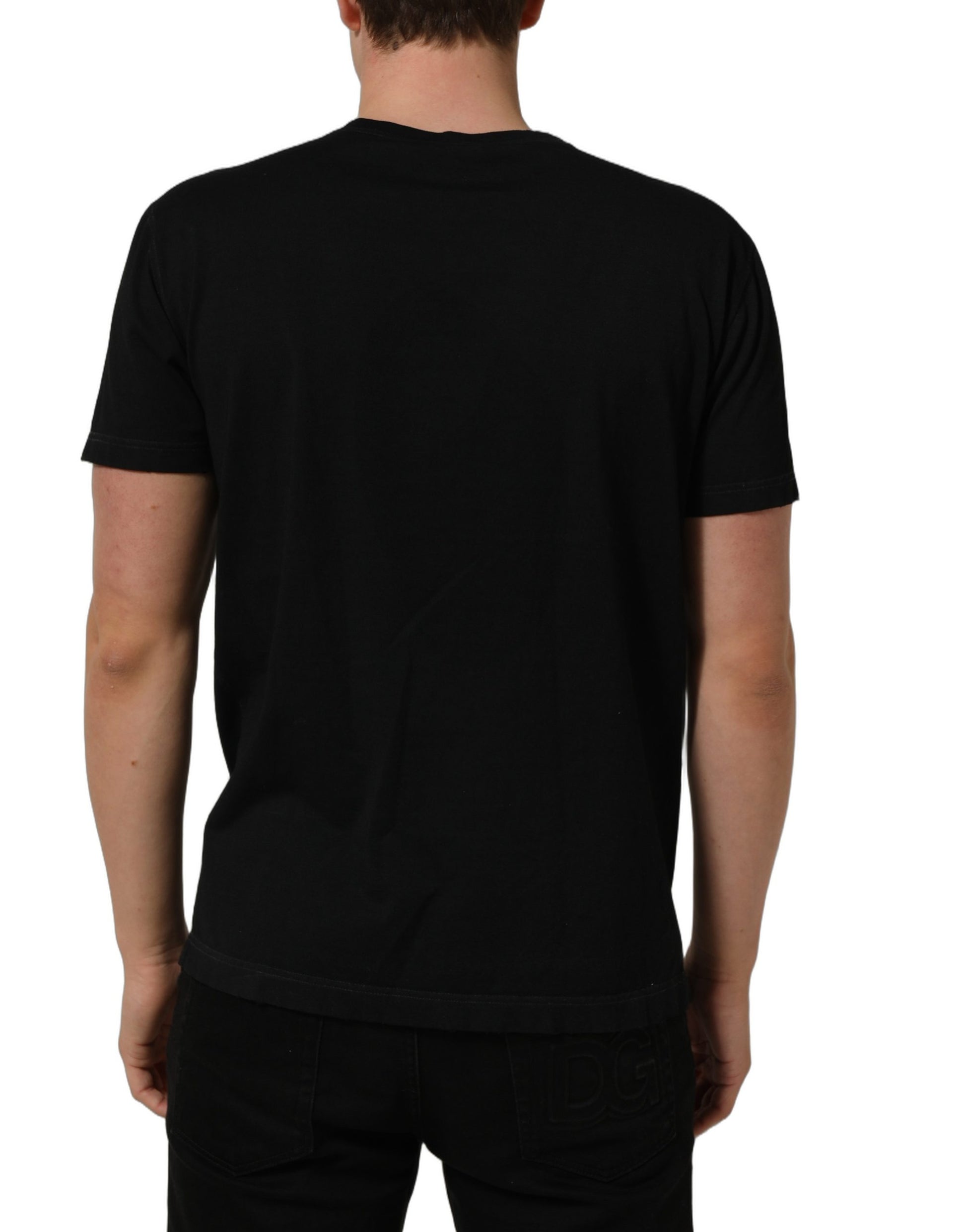 Dolce & Gabbana Black Cotton Short Sleeve Crew Neck T-shirt