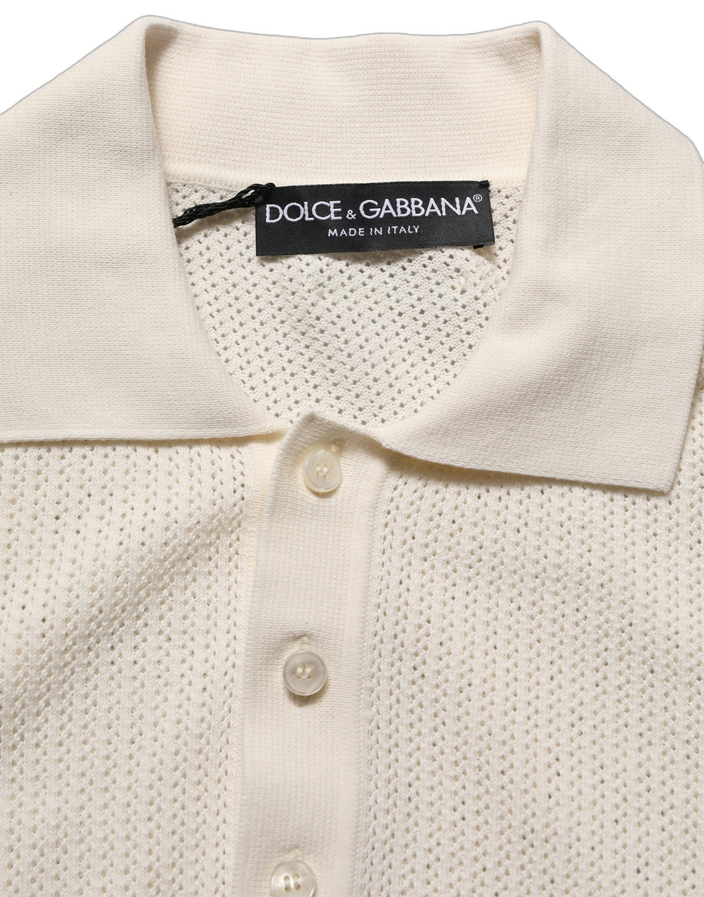 Dolce & Gabbana Off White Cotton Collared Men Polo T-shirt