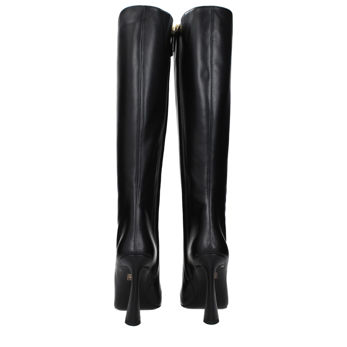 Versace schwarze Leder High Heel Stiefel