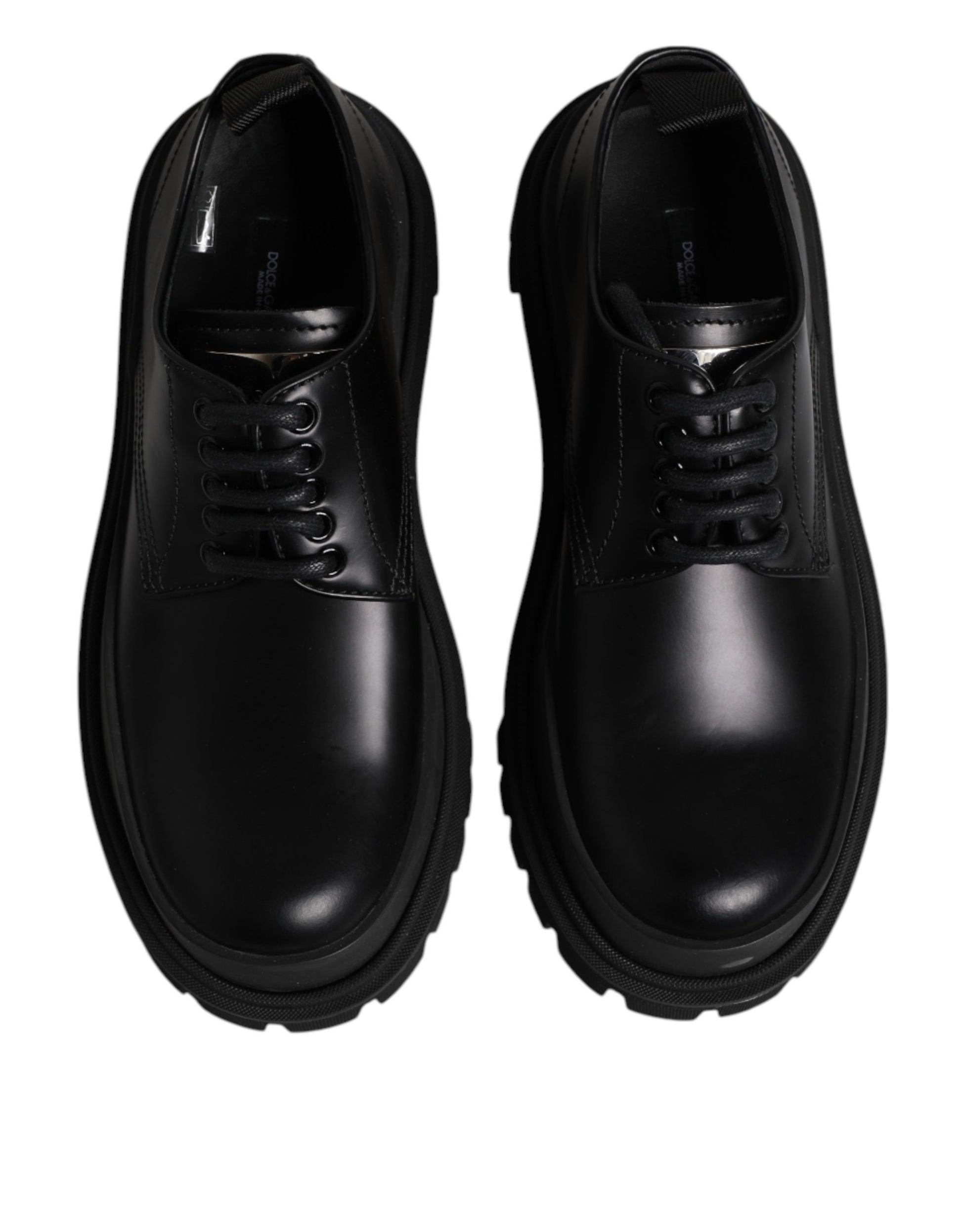 Dolce & Gabbana Black Leather Hi-Trekking Derby Shoes