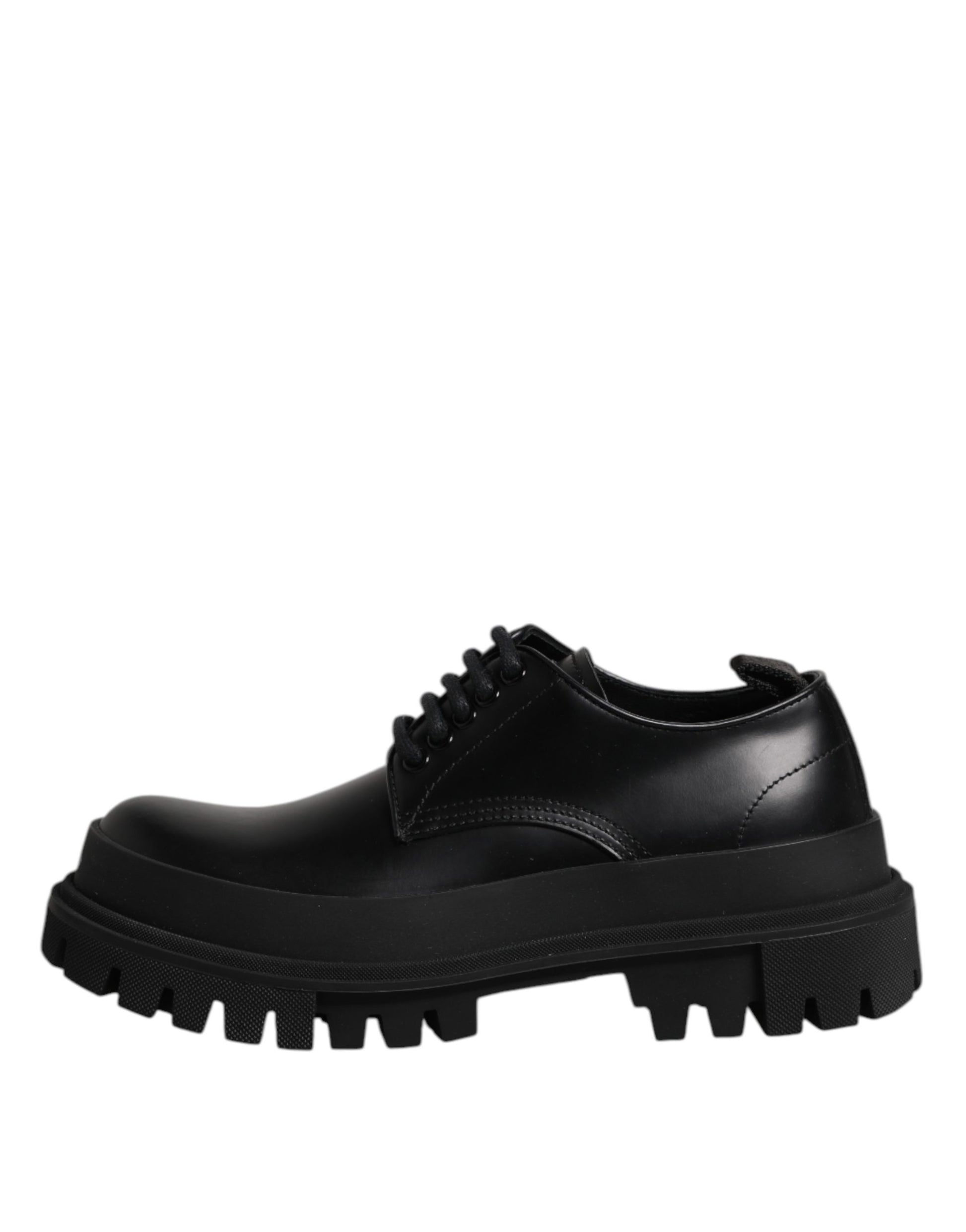 Dolce & Gabbana Black Leather Hi-Trekking Derby Shoes