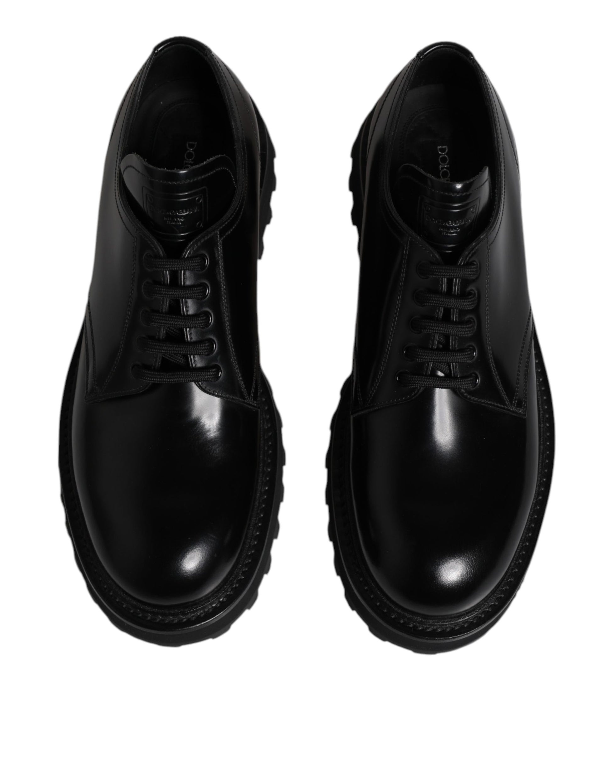 Dolce & Gabbana Black Calf Leather Hi-Trekking Derby Shoes