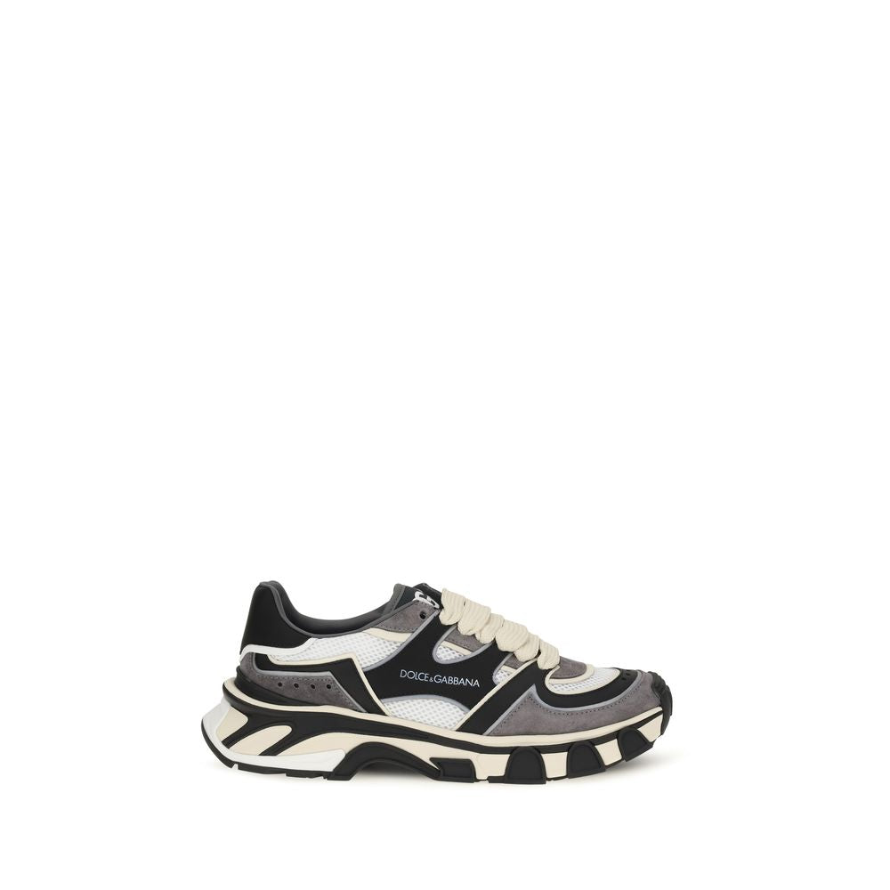 Dolce & Gabbana Graue Kalbsleder Chunky Sneakers aus Bos Taurus