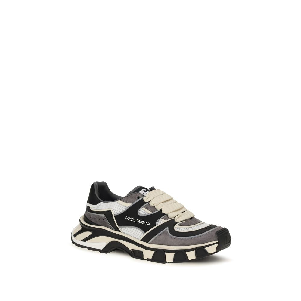 Dolce & Gabbana Graue Kalbsleder Chunky Sneakers aus Bos Taurus