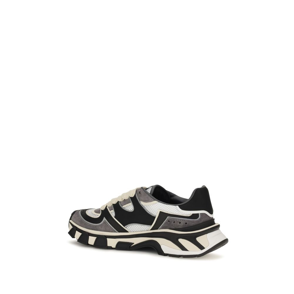 Dolce & Gabbana Graue Kalbsleder Chunky Sneakers aus Bos Taurus