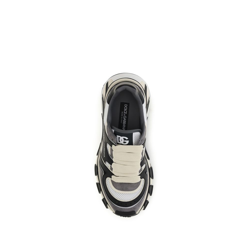 Dolce & Gabbana Graue Kalbsleder Chunky Sneakers aus Bos Taurus