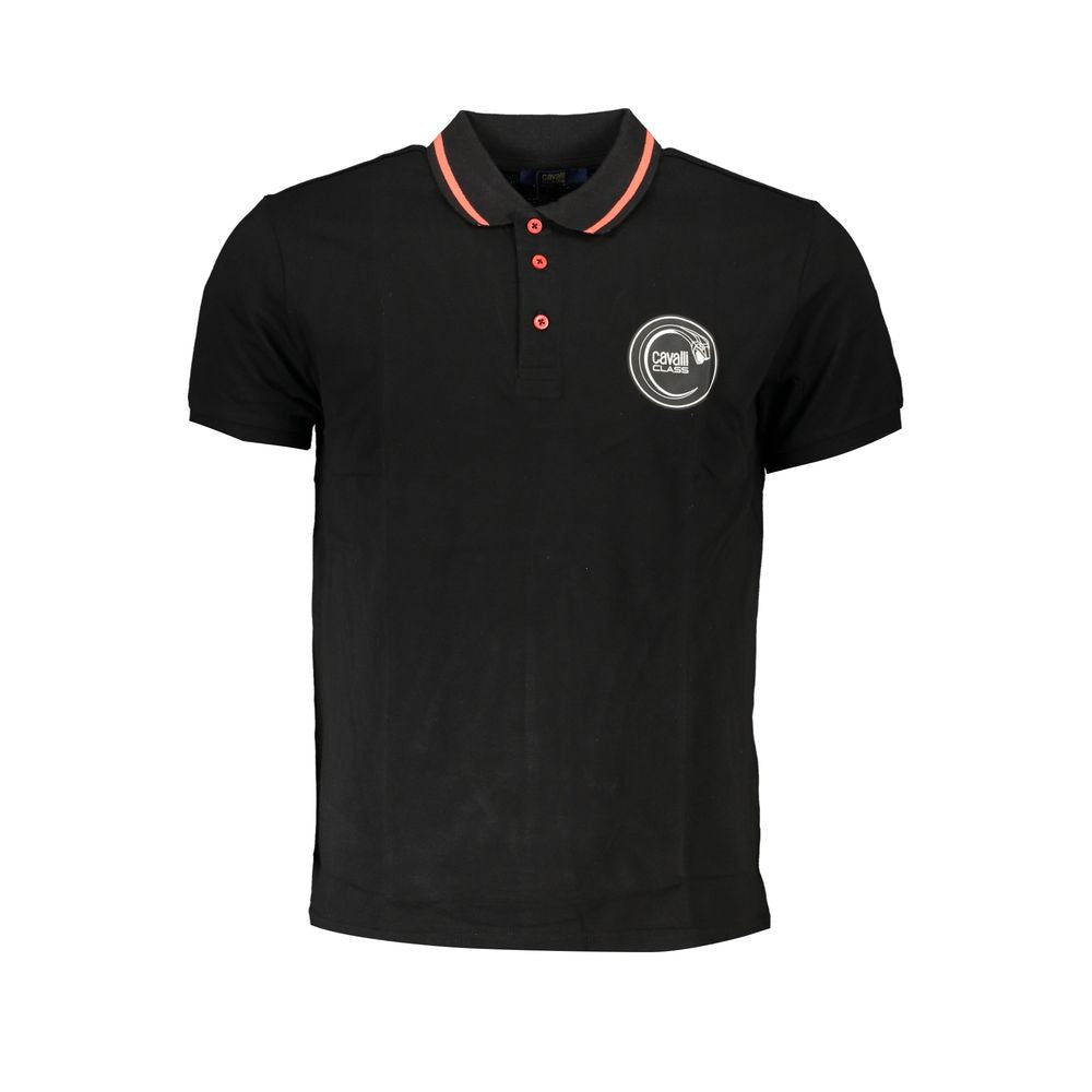 Cavalli Class Poloshirt für Herren aus schwarzer Baumwolle