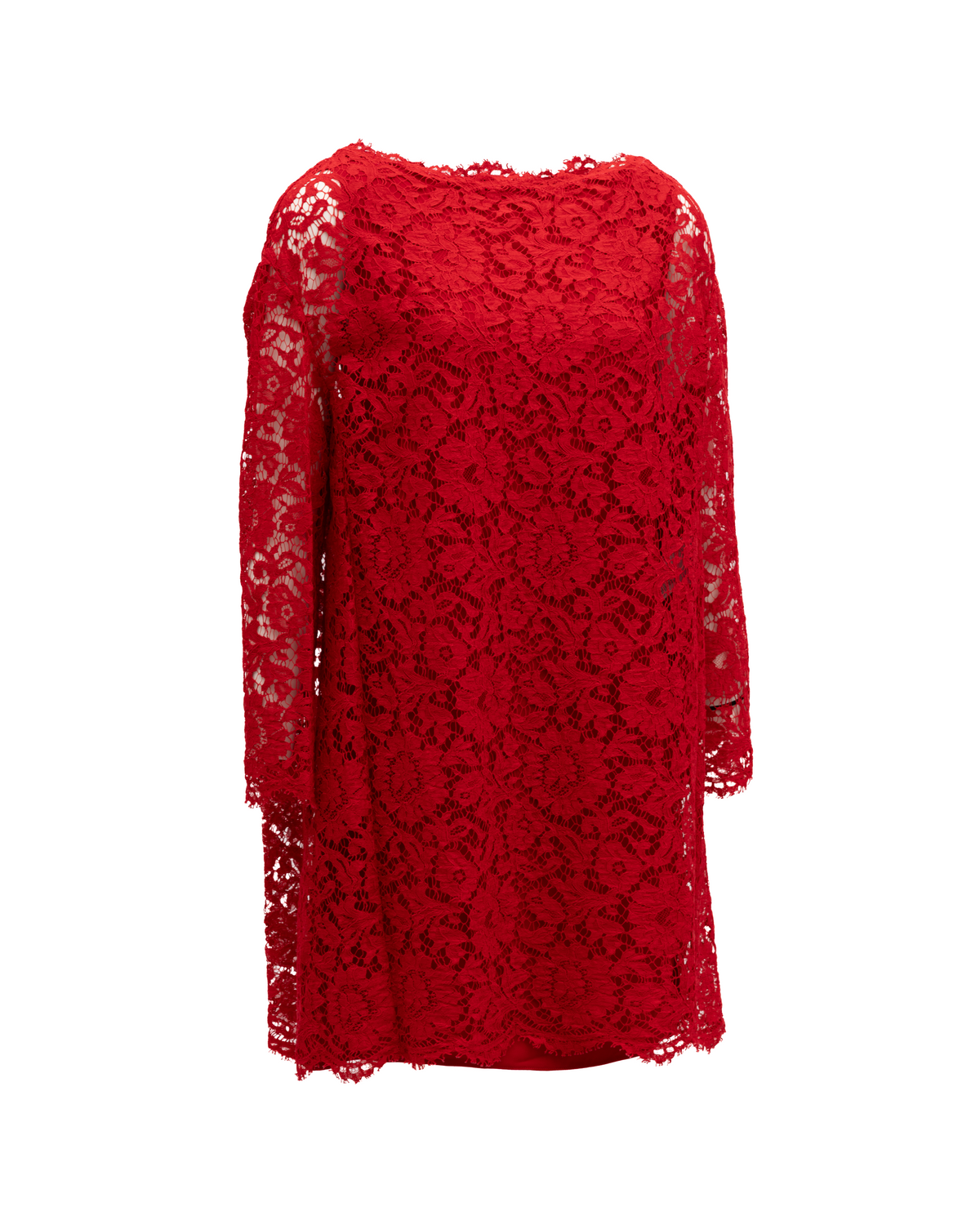 Valentino Garavani Kurzes Kleid Aus Roter Spitze