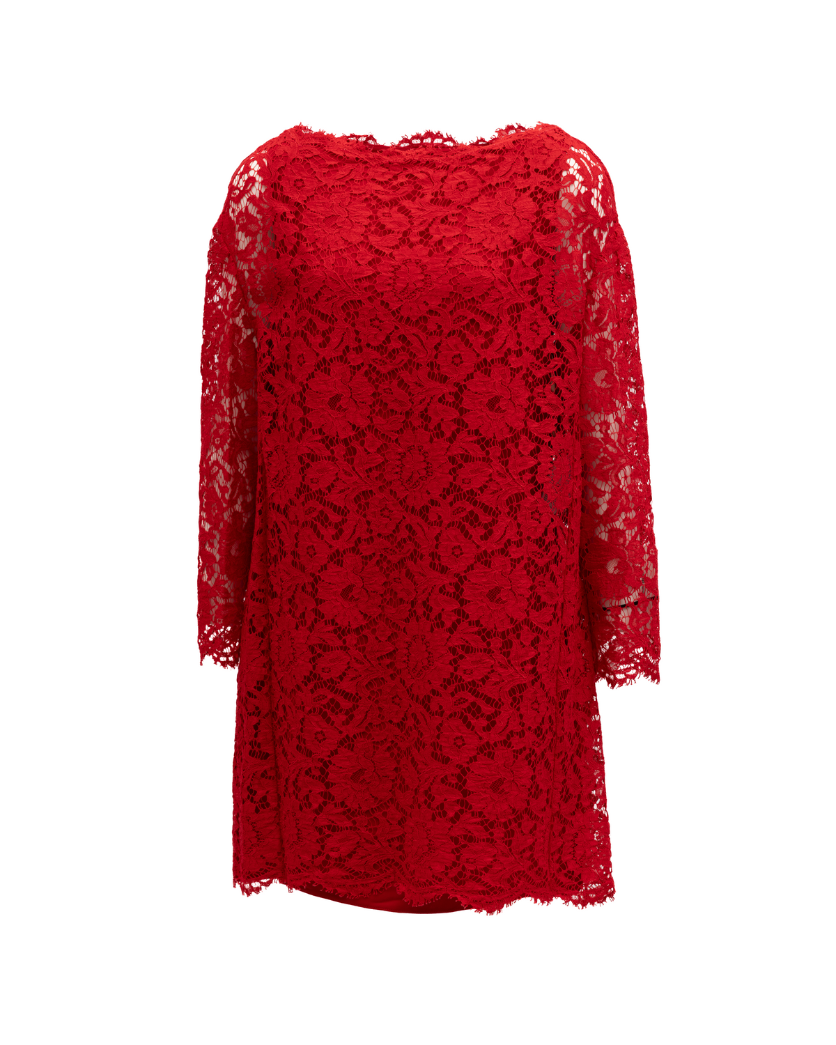 Valentino Garavani Kurzes Kleid Aus Roter Spitze
