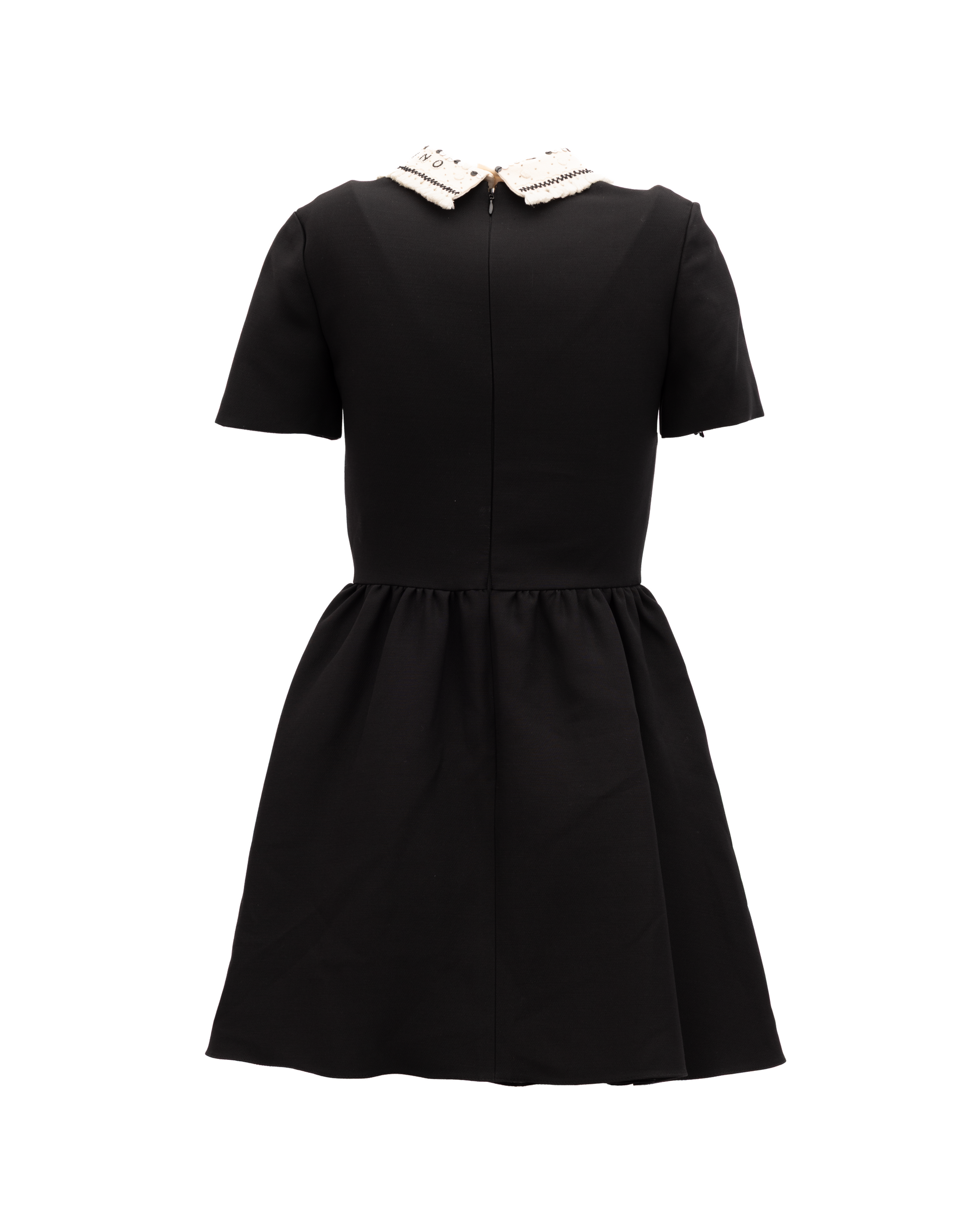 Valentino Garavani Black Mini Dress with Embellished Collar