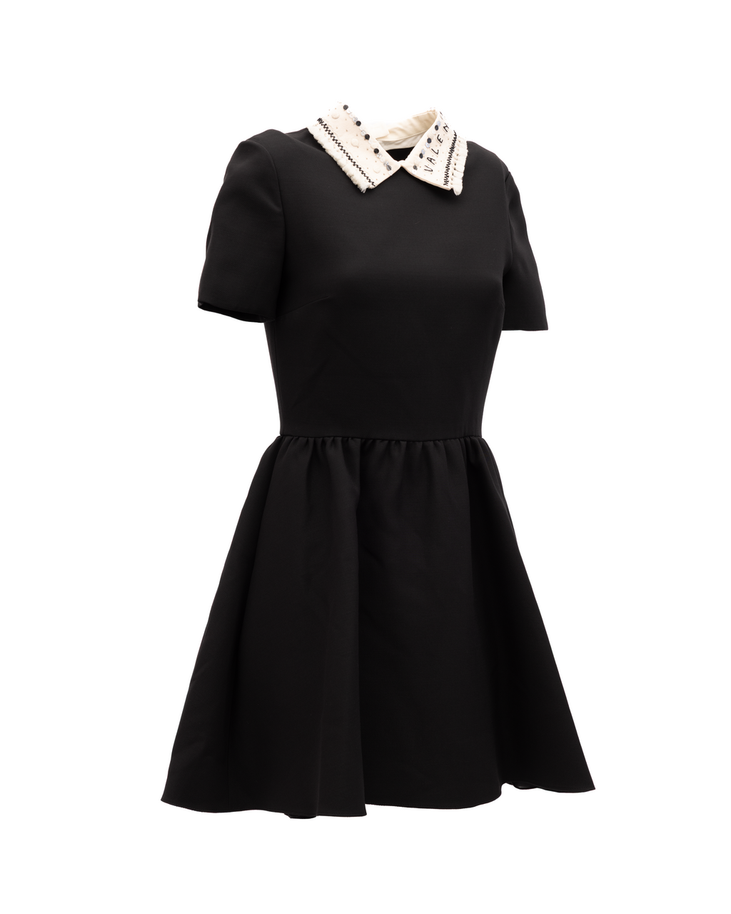 Valentino Garavani Black Mini Dress with Embellished Collar
