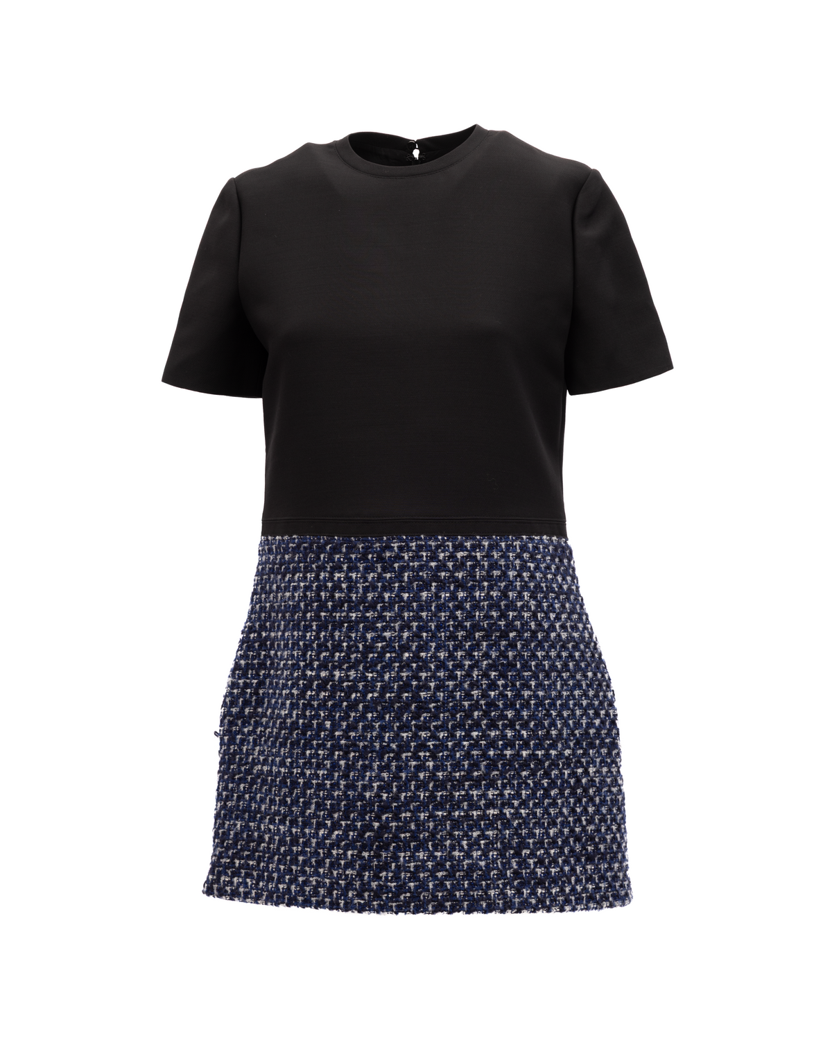 Mini-robe en tweed noir et bleu Valentino Garavani