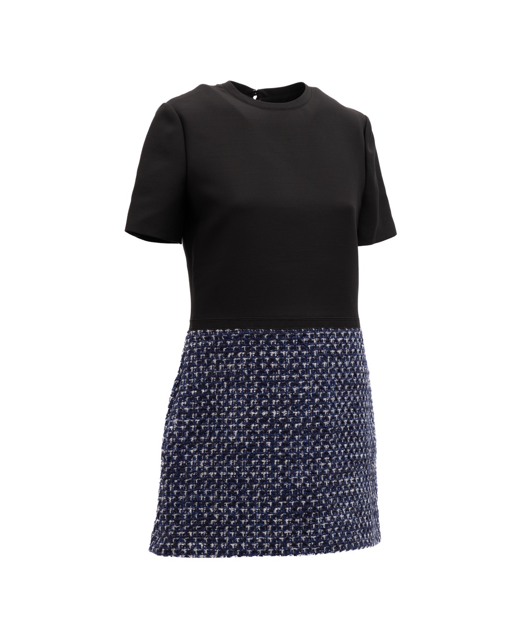 Mini-robe en tweed noir et bleu Valentino Garavani