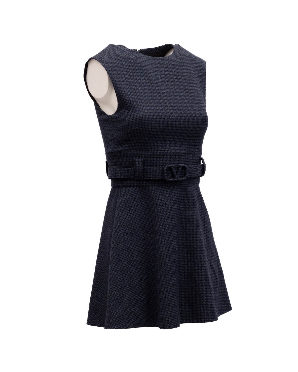 Valentino Garavani Ärmelloses Mini-Karo-Kleid in Navy