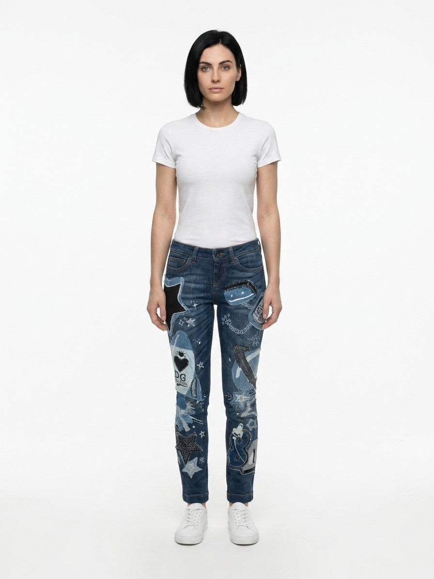 Dolce & Gabbana Blaue Baumwoll-Jeans mit geradem Bein
