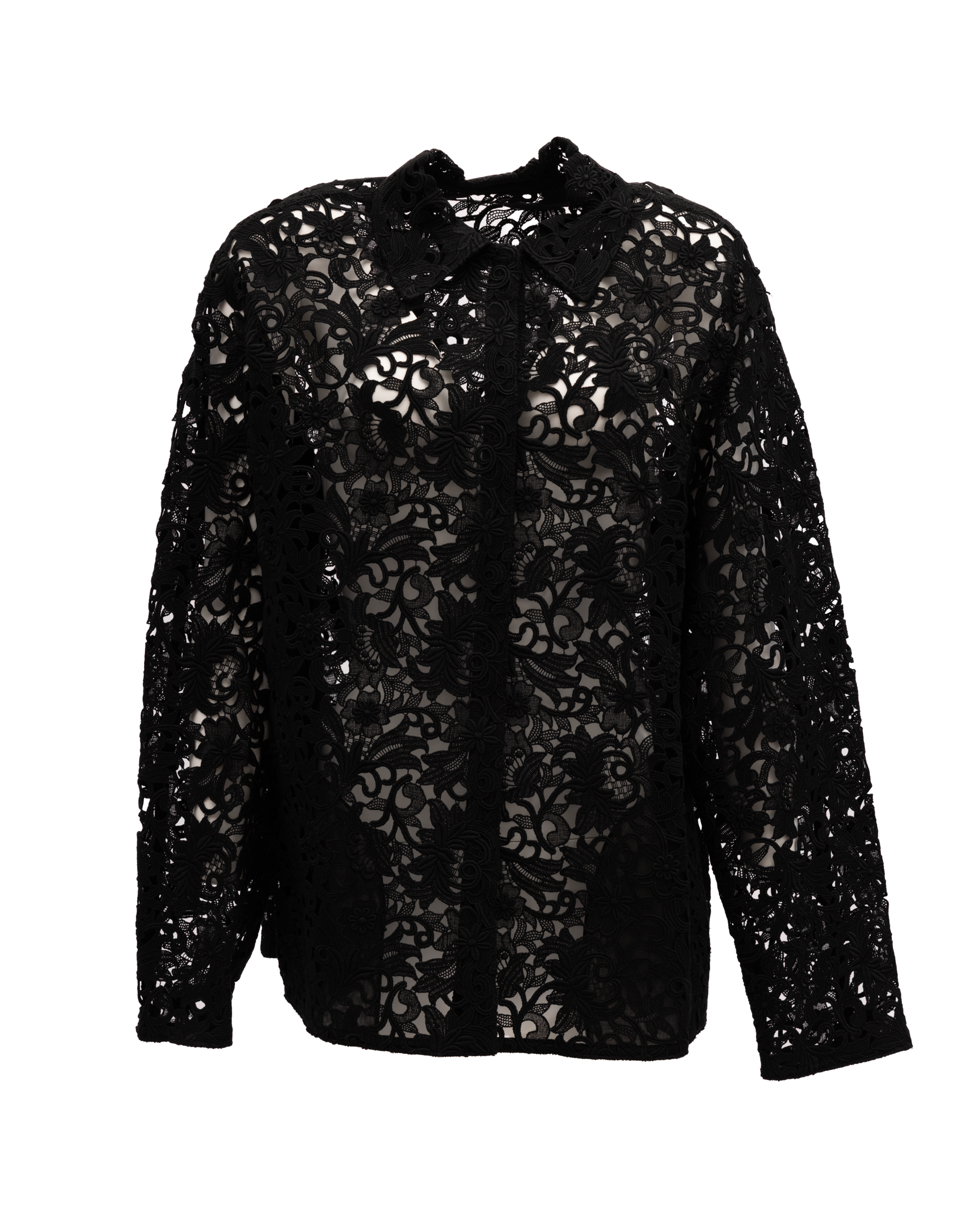 Valentino Garavani Black Floral Lace Shirt