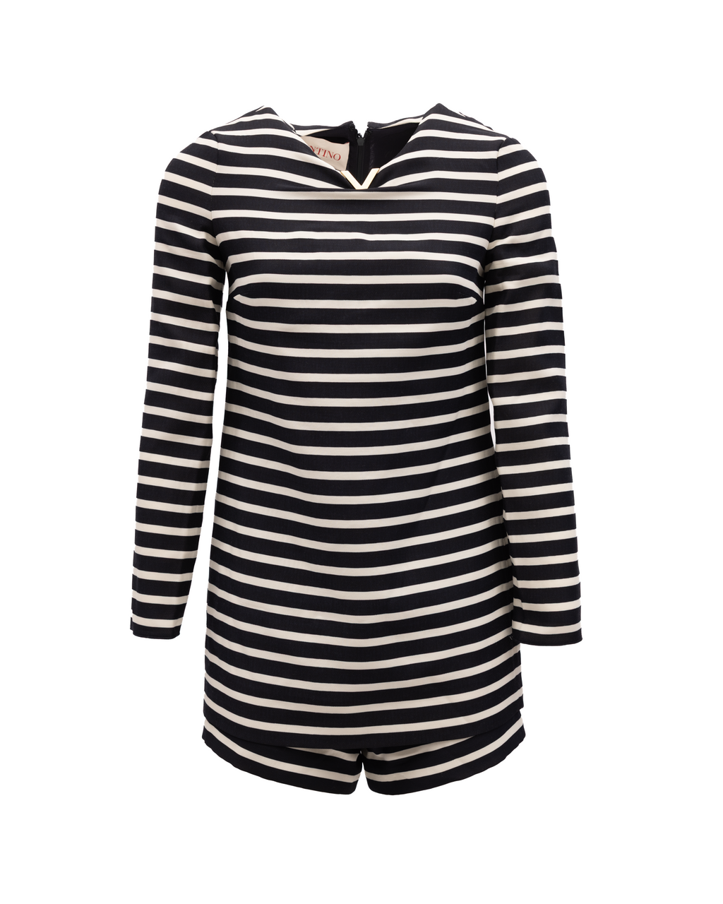 Valentino Garavani Black and White Striped Romper